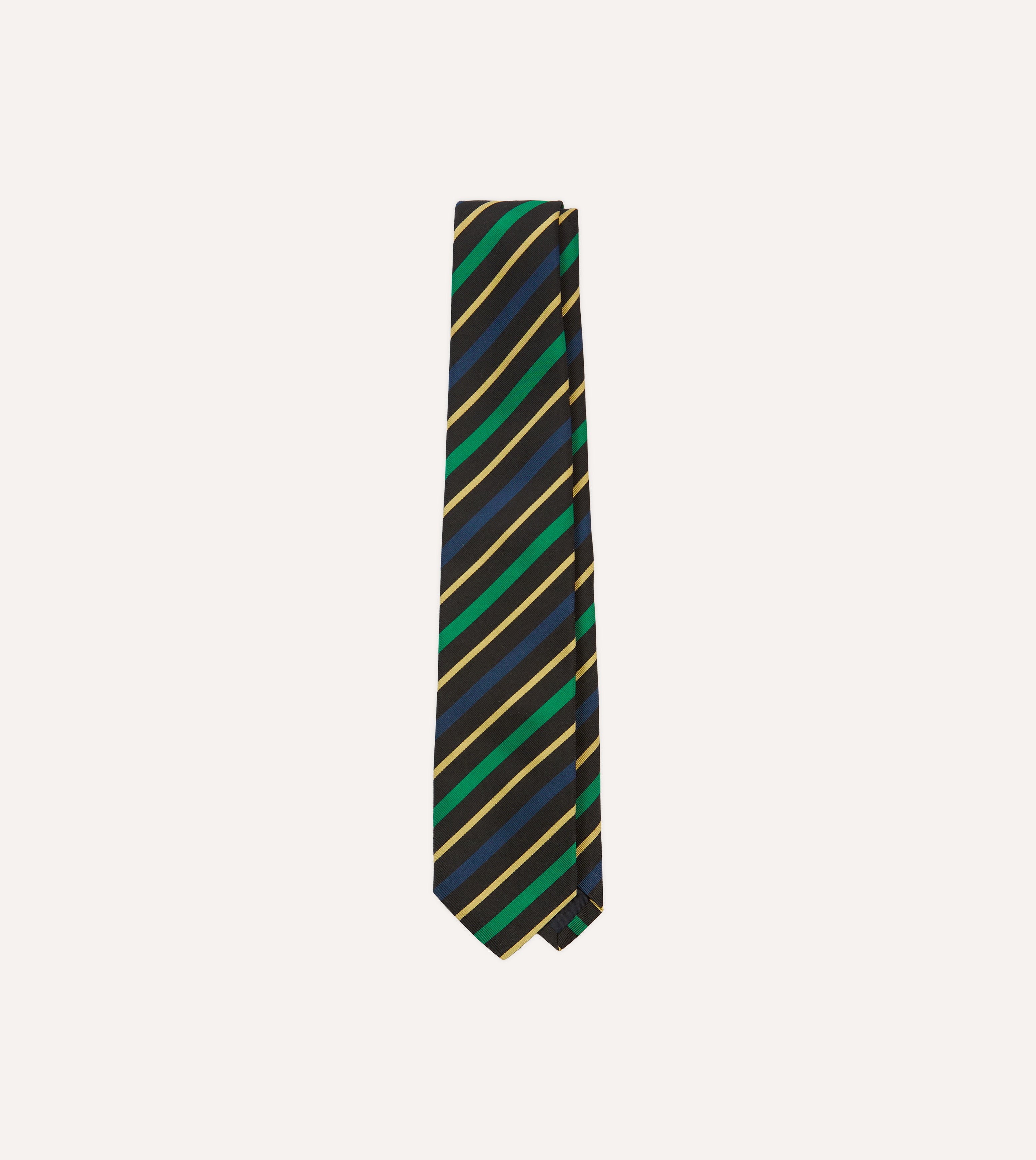 Premium Black, Blue, Green & Yellow Multi-Stripe Mogador Silk Necktie - Elegant Business, Wedding & Formal Occasion Accessory for Men