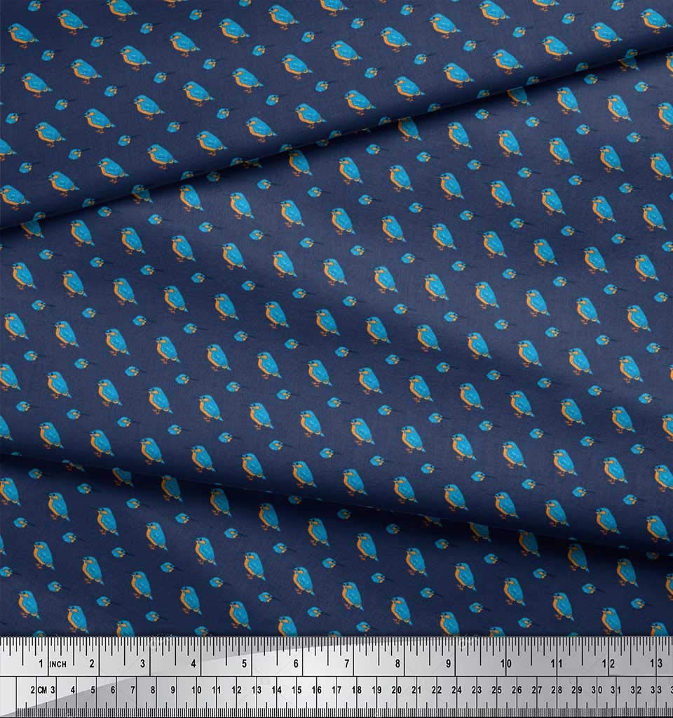 Soimoi 100% Cotton Poplin Fabric by The Yard - 42 Inch Wide - Kingfisher Bird Print Shirting Material for Dresses, Shirts & Home Decor - Premium Printed Fabric for Sewing & Crafting Projects