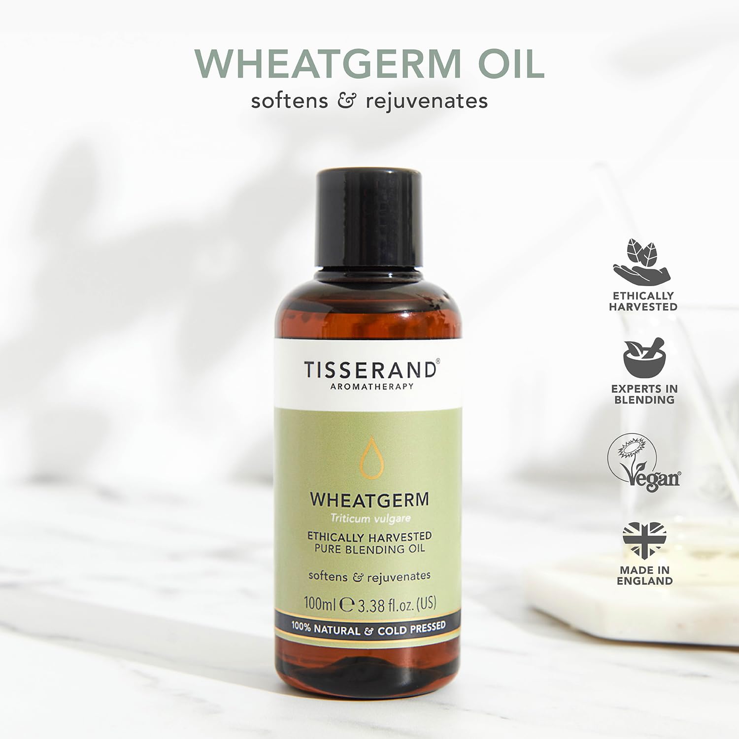 Tisserand Aromatherapy 100% Pure Wheatgerm Essential Oil - Ethically Harvested, 100ml | Massage Oil, Skin Care, Aromatherapy & Diffuser Blending Oil for Relaxation & Wellness