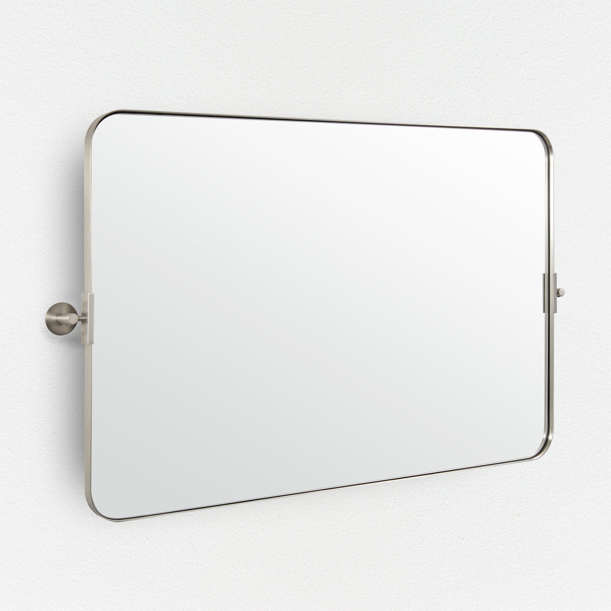 Horizontally Tilting Pivot Rectangle Bathroom Mirror with Stainless Steel Frame - Perfect for Vanity, Makeup, and Small Spaces