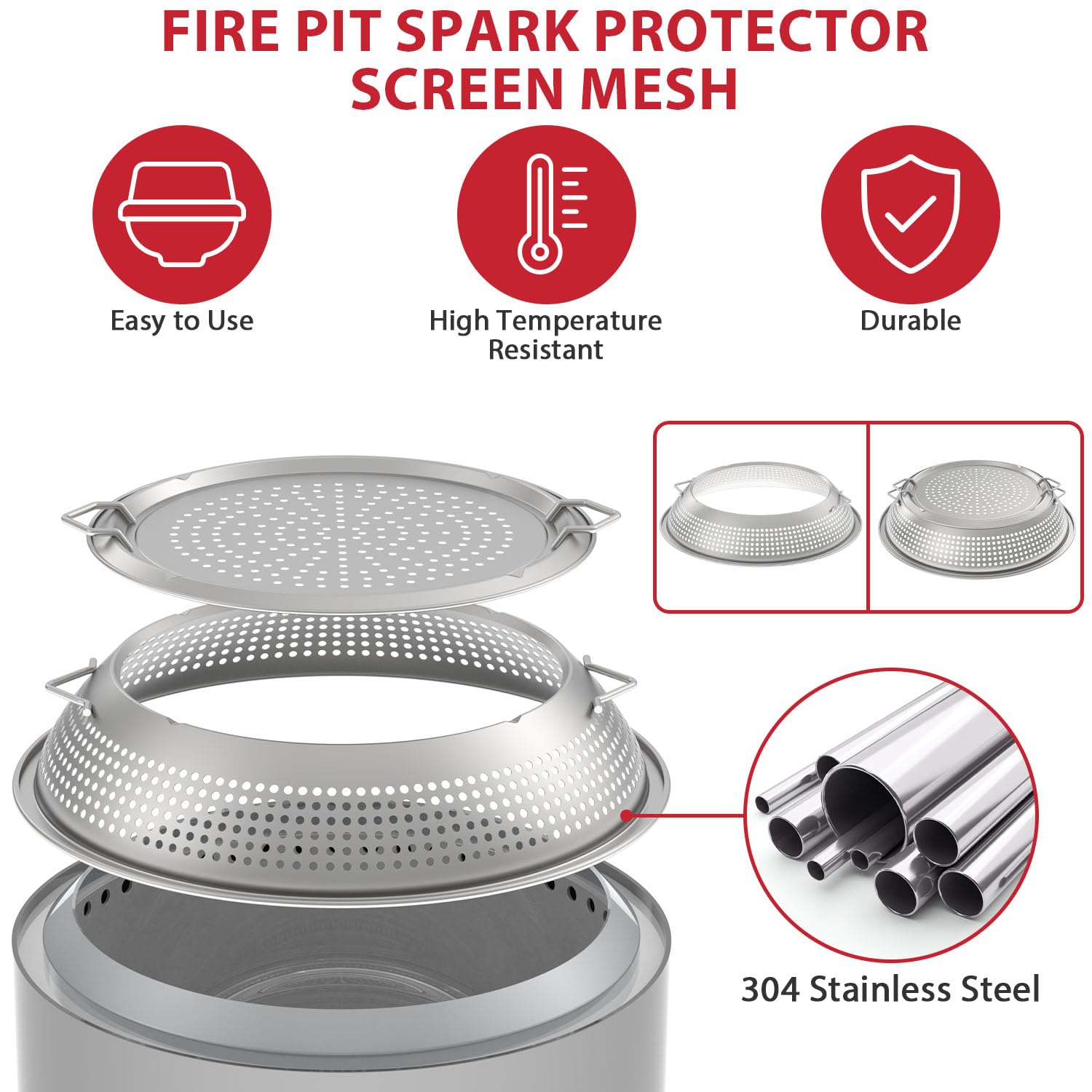 Solo Stove Yukon Spark Shield - Stainless Steel Fire Pit Spark Protector Screen for Outdoor Backyard, Camping & Bonfire Safety - Includes 2 Guide Sticks | Perfect for Patio, Garden & Campfire Gatherings