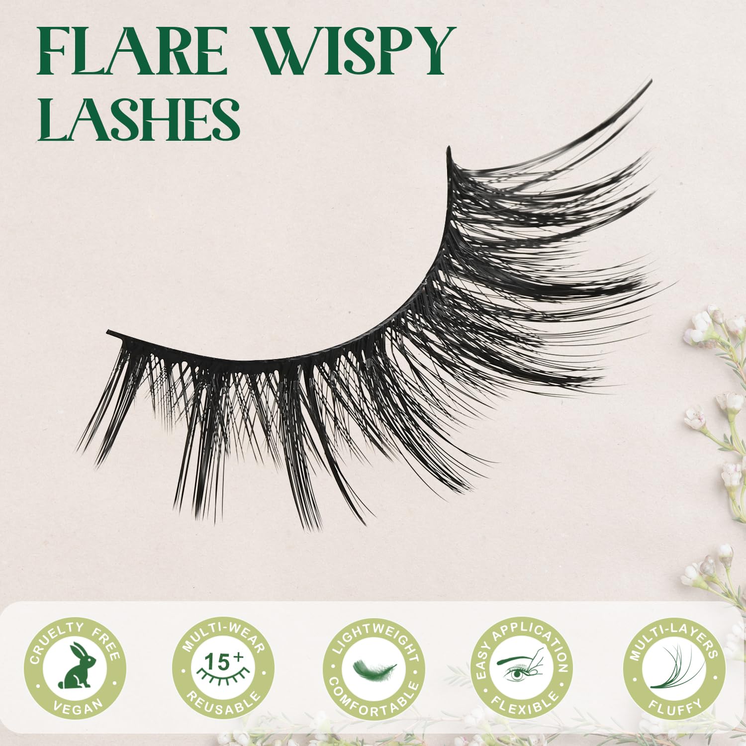 Natural Wispy Mink False Eyelashes - 5 Pairs Fluffy Short Cat Eye Lashes for Natural Look | Soft Cluster Lashes for Everyday Wear, Date Night & Special Occasions (AM5 10-15mm)