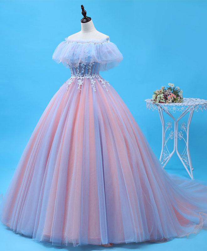 Elegant Pink Tulle Lace Long Prom Gown - Formal Evening Dress for Women - Perfect for Homecoming, Quinceañera & Special Occasions