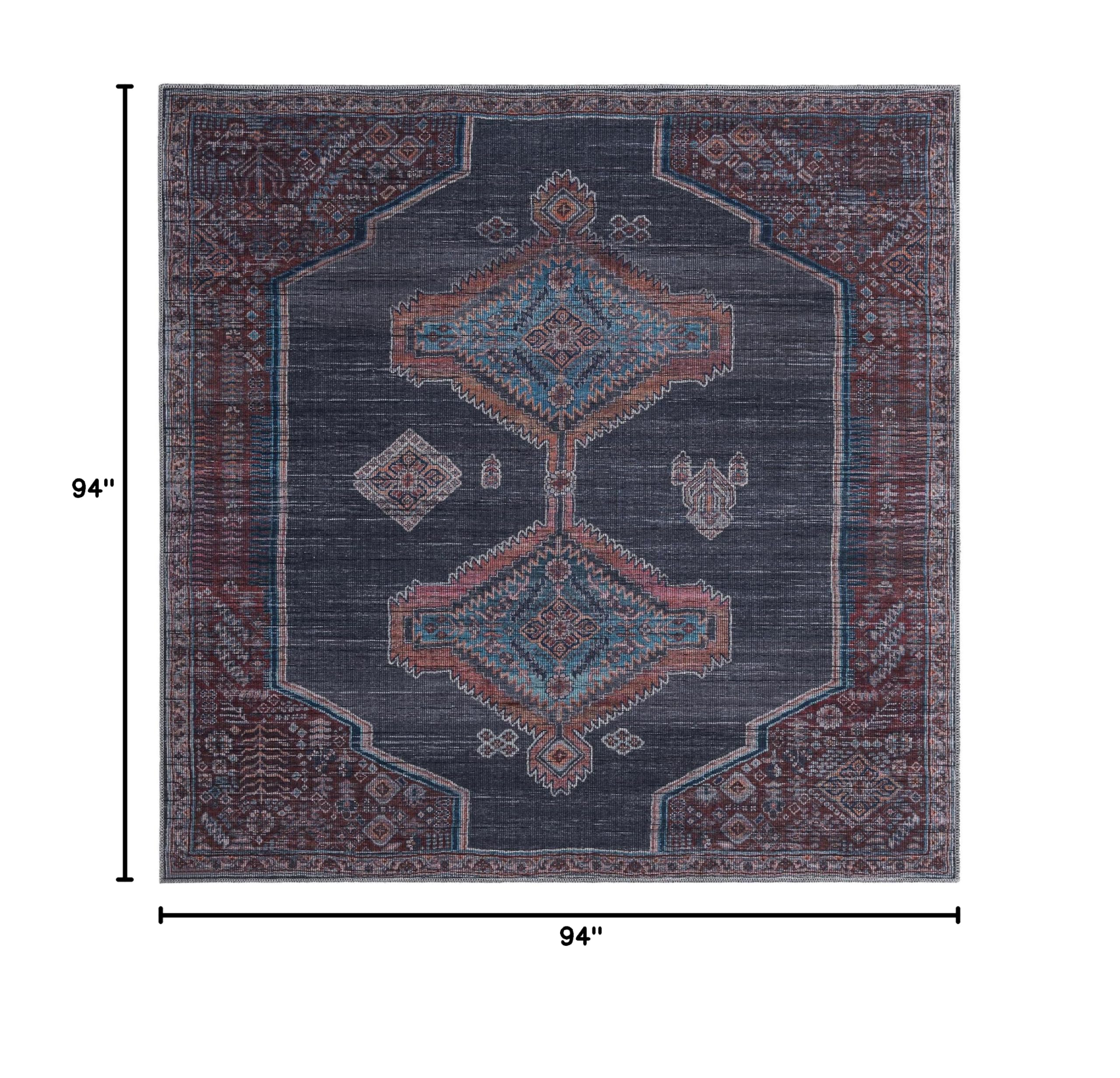Washable 8x8 Ft Gray Flatweave Rug - Sisu Collection by Rugs.com | Non-Slip Living Room Carpet, Kitchen Mat & Entryway Runner | Easy Clean Indoor/Outdoor Area Rug for Home Decor
