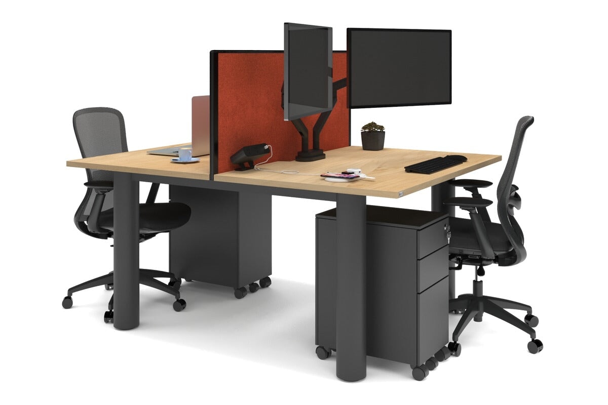 Quadro Cylinder Leg 2-Person Office Workstation Desk - 1600L x 800W with Cable Management Scallop - Perfect for Collaborative Workspaces & Modern Offices