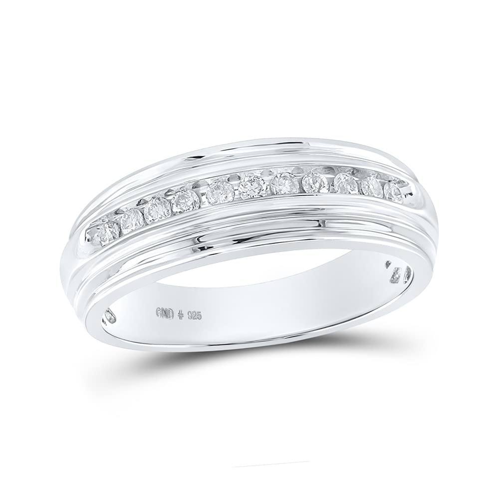 Men's Sterling Silver Round Diamond Wedding Band Ring - 1/4 CTTW | Perfect for Engagement, Anniversary & Everyday Wear