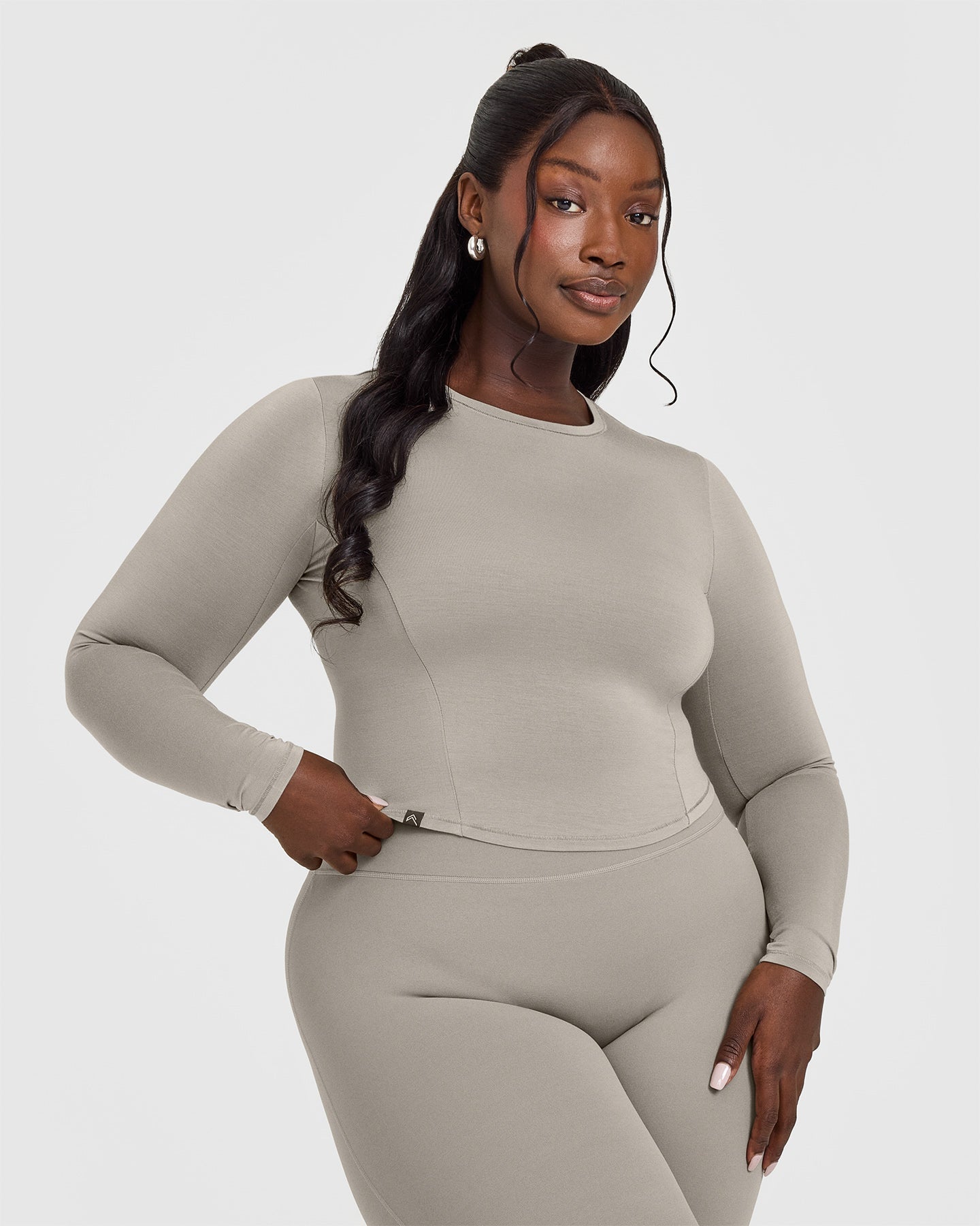 Mellow™ Soft Mid-Long Sleeve Women's Top | Warm Sand Color | Cozy Casual Wear for Fall & Winter | Perfect for Layering, Office, and Weekend Outfits