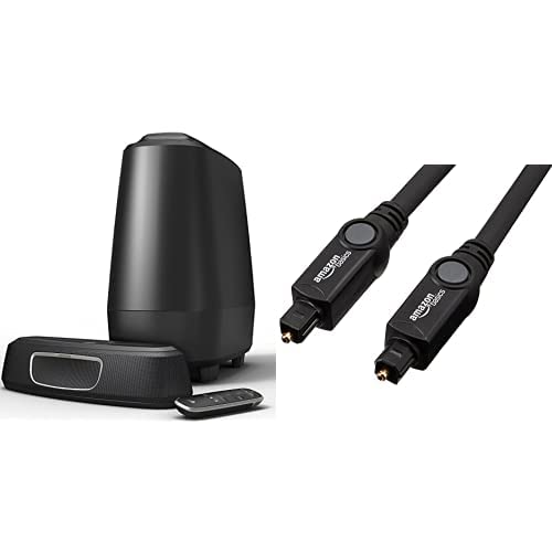 Polk Audio MagniFi Mini Compact Soundbar with Bluetooth - Black | Amazon Basics 6ft Digital Optical Audio Cable - Black | Perfect for Home Theater, Gaming & TV Audio Enhancement