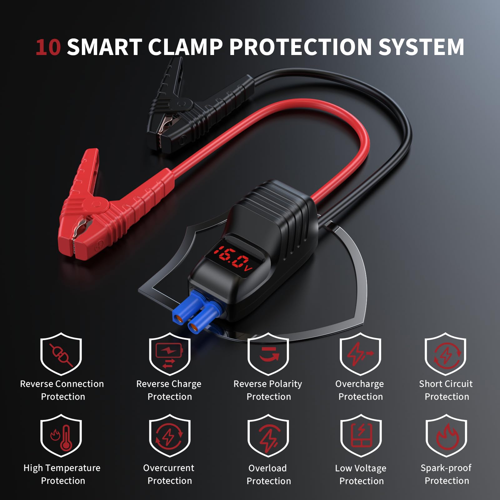 NEPXOW Portable Smart Jumper Starter Booster Clamp Cables - 12V Car Battery Jump Starter Replacement Cables for GG17/T11F/Q9B Models - Perfect for Emergency Roadside Assistance & Vehicle Maintenance