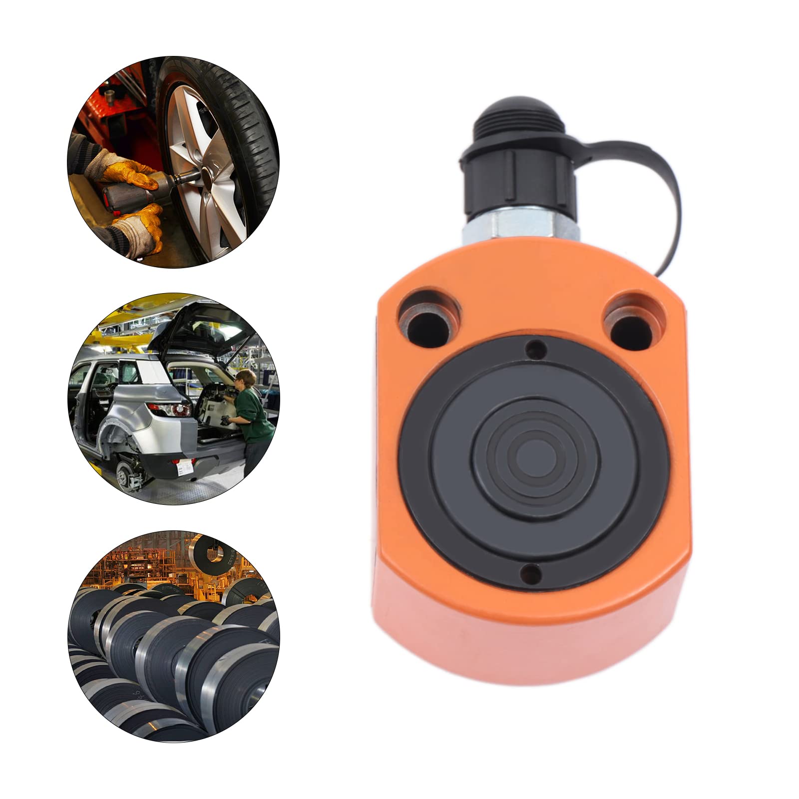 20 Ton Hydraulic Cylinder Jack - Low Profile Heavy Duty Lifting Ram with 2 Retractable Strokes for Industrial Equipment, Automotive Repair, and Construction Lifting Applications