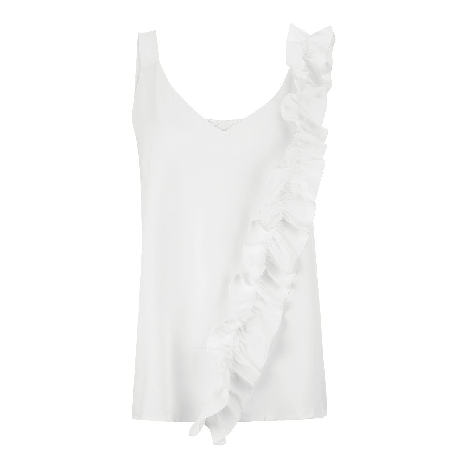 Women's Sexy V-Neck Spaghetti Strap Tank Tops - Solid Color Summer Sleeveless Camisole for Casual Wear, Beach Outfits & Layering
