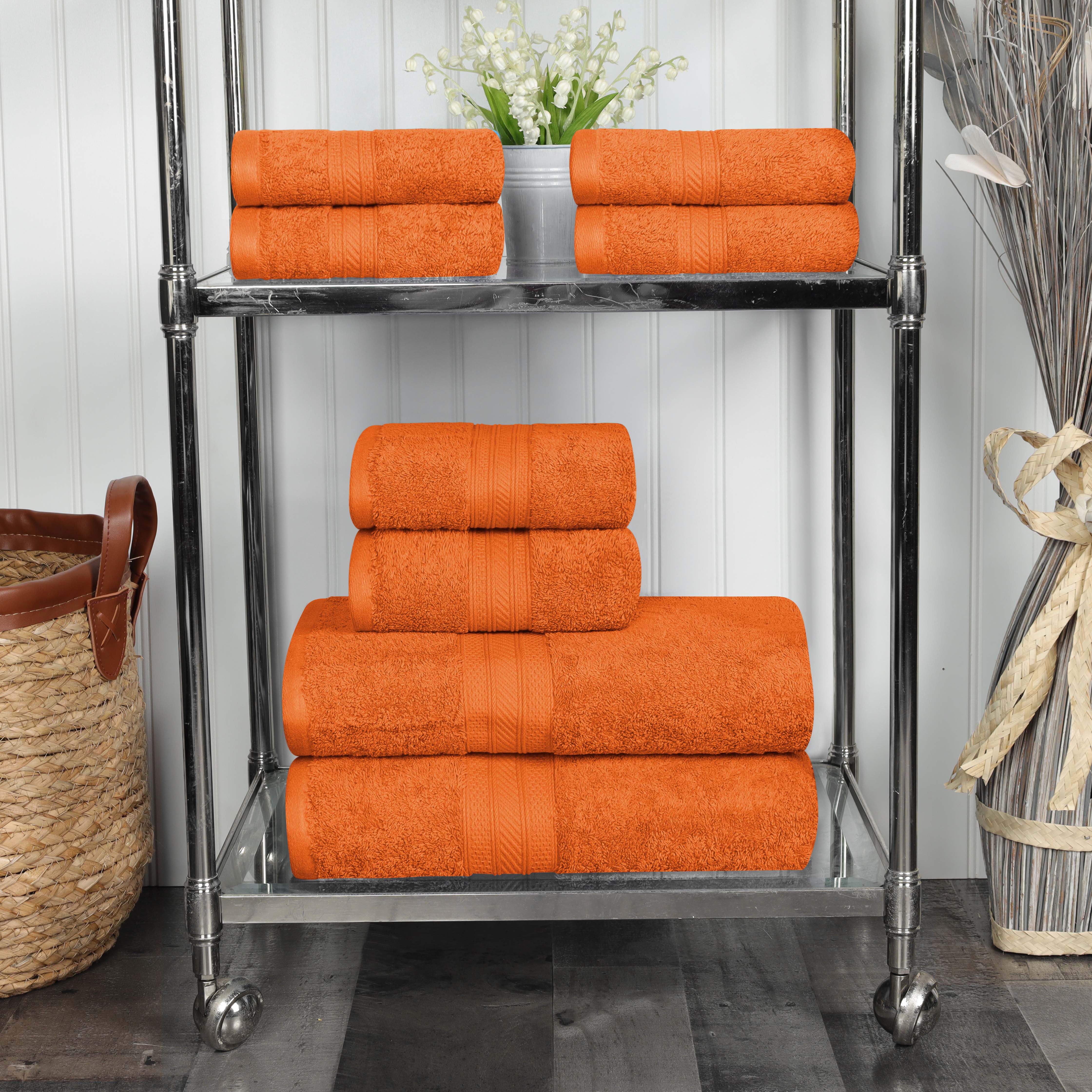 Atlas Cotton Plush Absorbent Heavyweight 8-Piece Bath Towel Set - Ultra Soft & Quick Dry for Spa, Gym, and Luxury Home Use