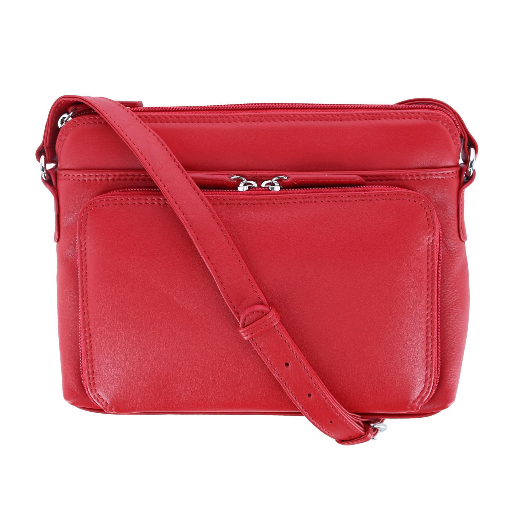 CTM® Women's Genuine Leather Shoulder Bag Purse with Side Organizer Pockets - Stylish Crossbody Handbag for Work, Travel & Everyday Use