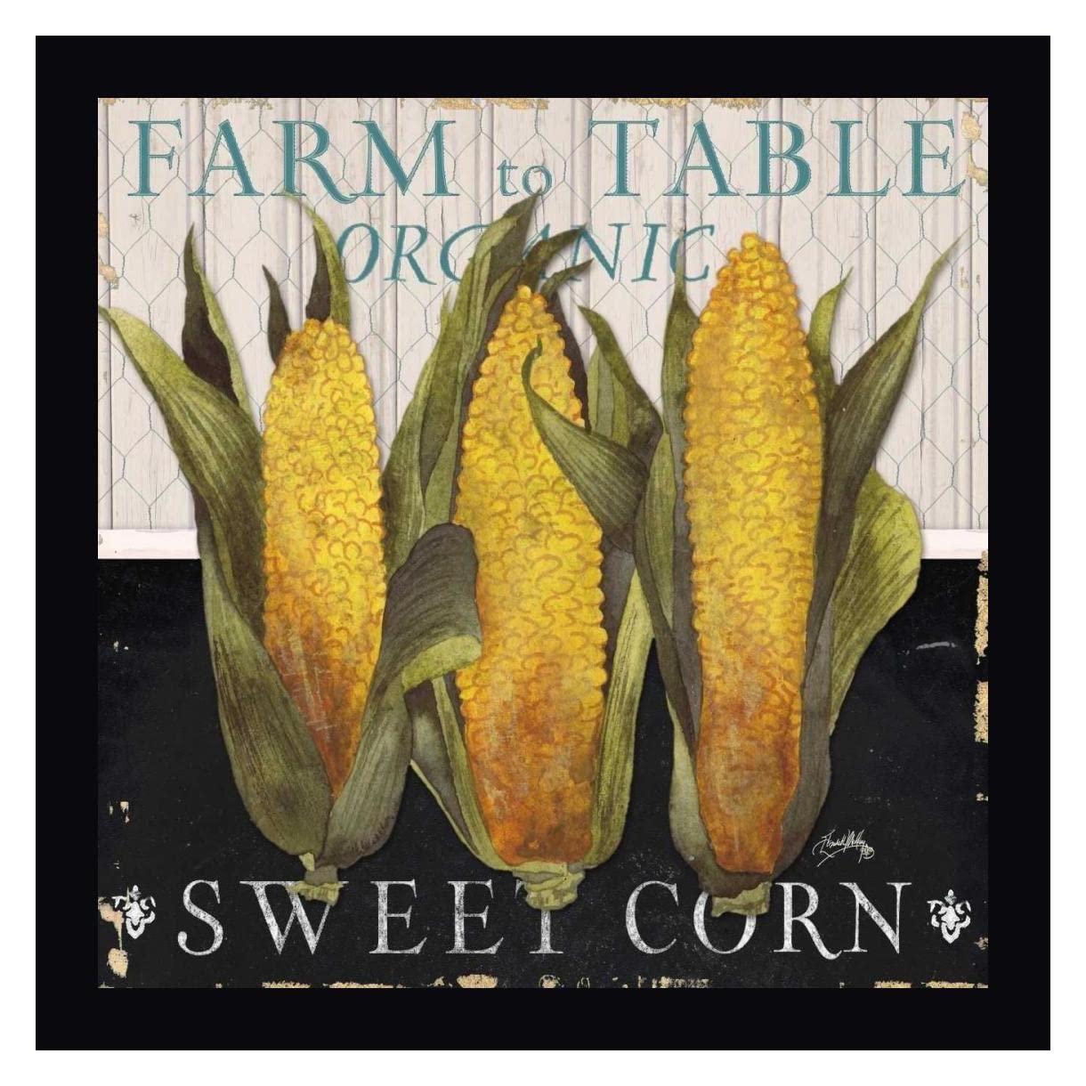 Elizabeth Medley Vegetable Farm Fresh I - 36x36 Inch Framed Canvas Art Print with Black Frame - Ready to Hang Wall Decor for Living Room, Bedroom, Office