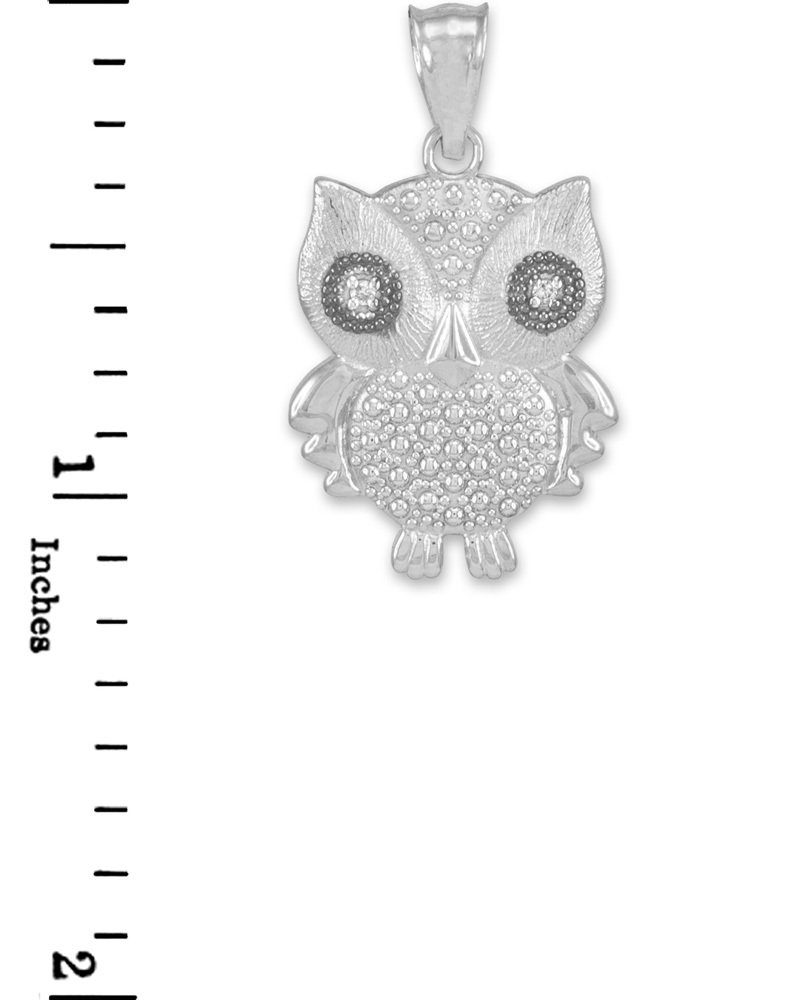 10K White Gold Diamond Owl Pendant Necklace for Elegant Gifts