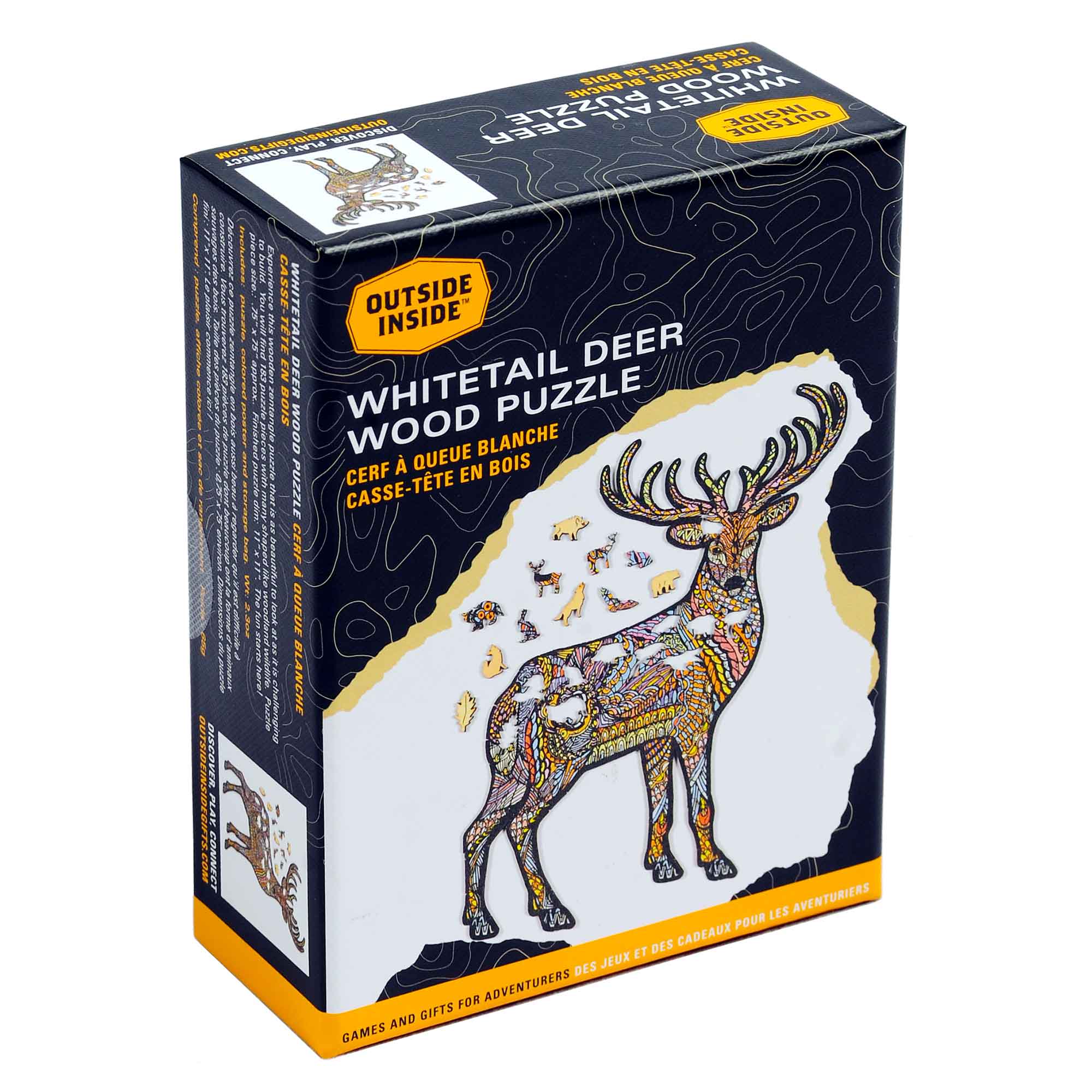 Whitetail Deer Wooden Puzzle - 3D Wooden Jigsaw Puzzle for Adults & Kids - Challenging Brain Teaser Game for Family Fun - Perfect for Home Decor, Gifts & Stress Relief