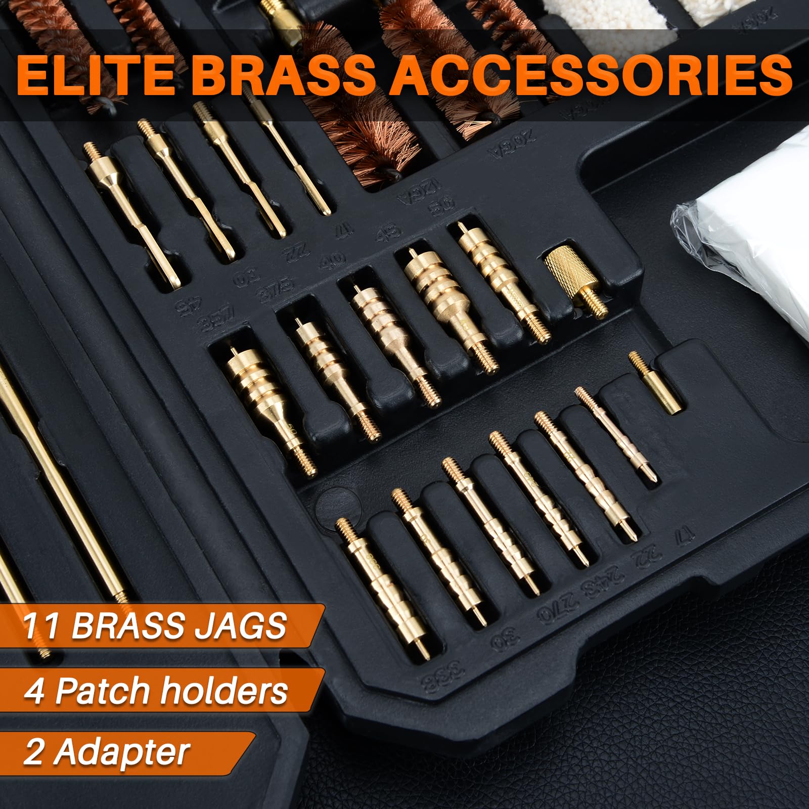 BOOSTEADY Pro Universal Gun Cleaning Kit - High-End Brass Brushes, Mops, Jags & Reinforced Rods for Handguns, Shotguns & All Firearms | Perfect for Home Maintenance, Hunting & Range Shooting