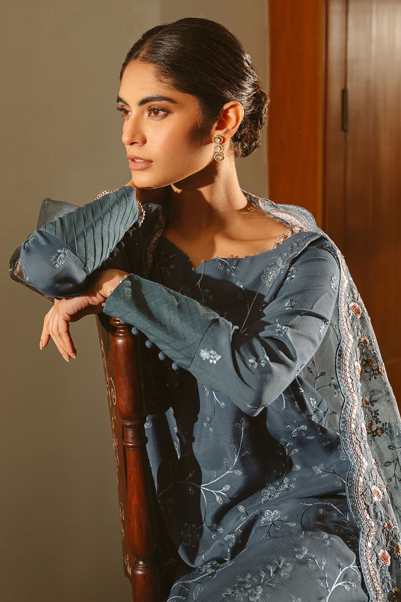 Majestic Teal 3-Piece Embroidered Silk Suit for Women | Luxury Formal Wear for Weddings, Parties & Special Occasions | Elegant Evening Outfits