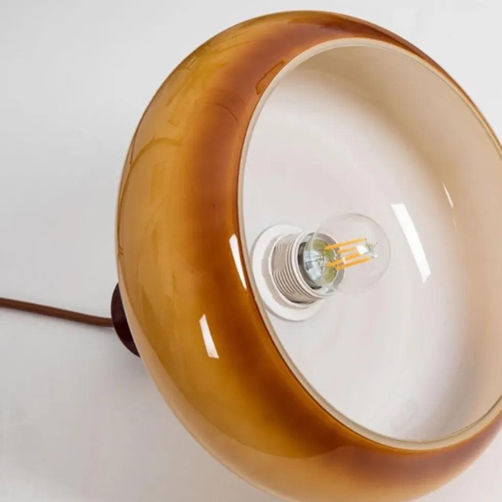 Vintage Brown Glass Pendant Light - Flat Spherical Design for Kitchen Island, Dining Room, and Bedroom Lighting