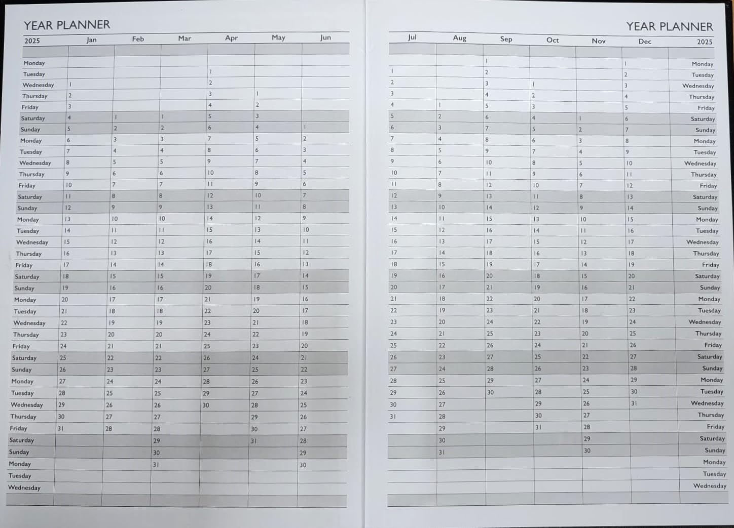2025 A5 Weekly Planner - Hardback Cover, Multiple Colors | Home & Office Organizer | Perfect for Scheduling, Goal Setting & Time Management