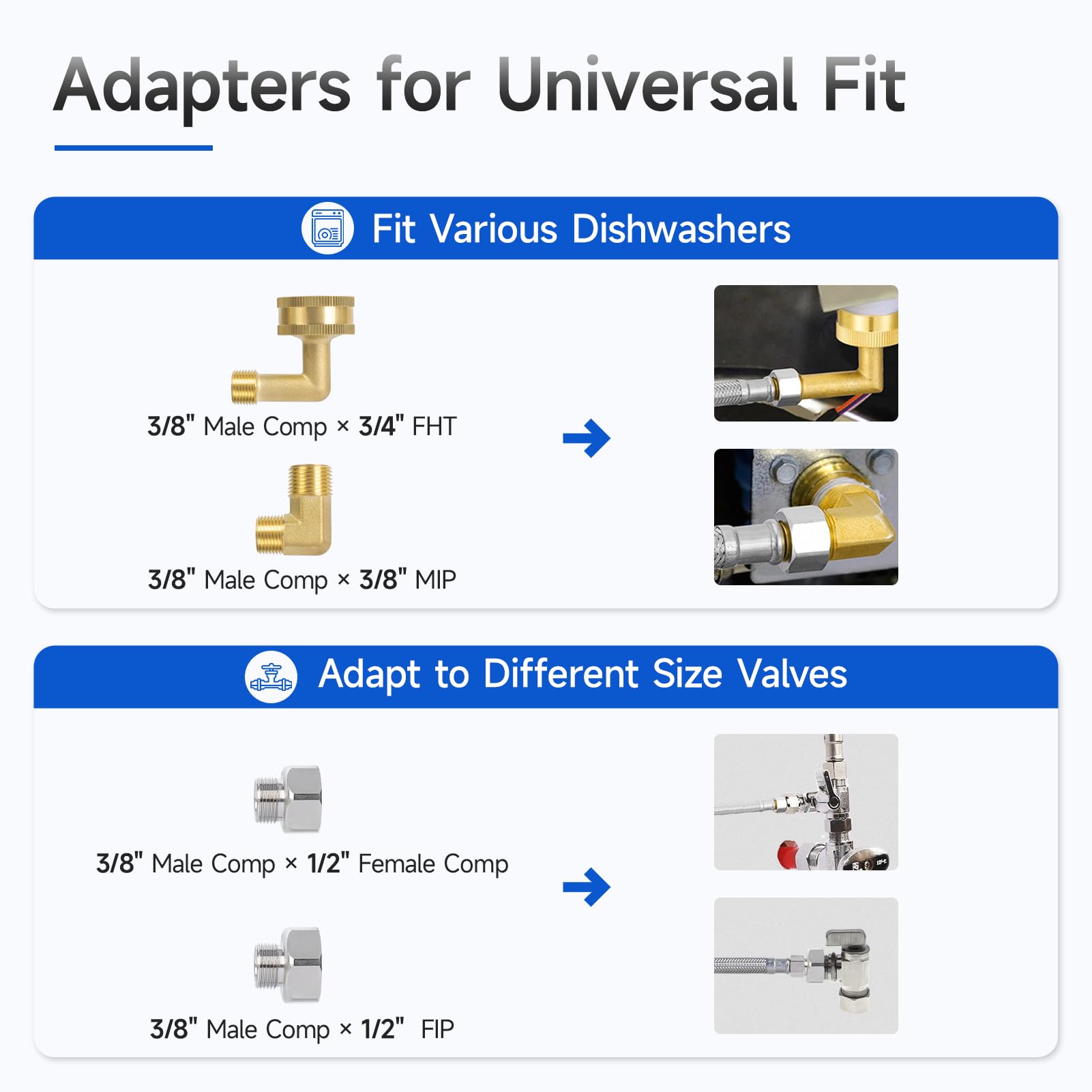 10 FT Stainless Steel Dishwasher Installation Kit with 3/8