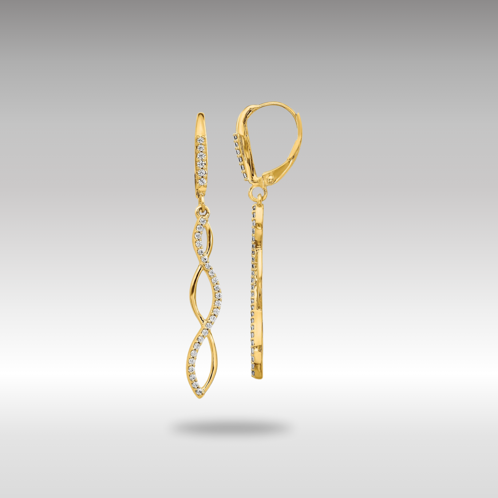 14K Gold Diamond Leverback Earrings for Women - Elegant Dangle Hoop Earrings Model EM4181 033 YA - Perfect for Weddings, Parties & Special Occasions