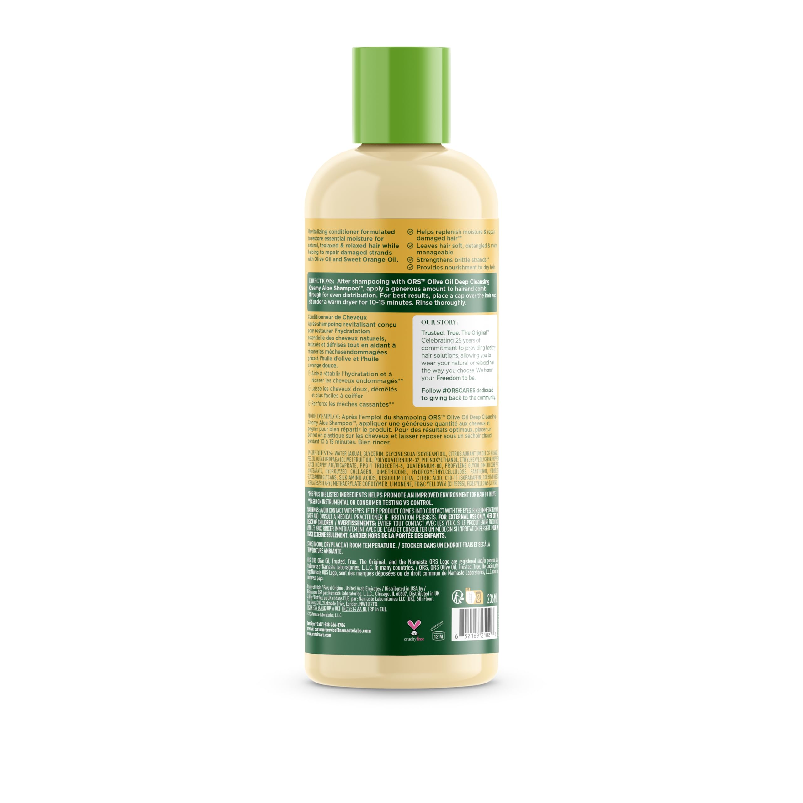 ORS Olive Oil Strengthen & Restore Replenishing Conditioner with Orange Oil - 8oz (2 Pack) | Deep Hydration for Dry, Damaged Hair | Salon-Quality Hair Care for Daily Use & Post-Color Treatment