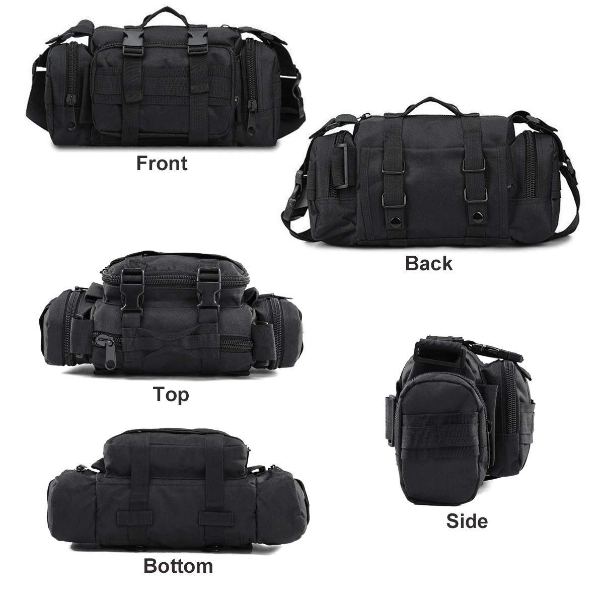 BraveHawk OUTDOORS Bike Handlebar Bag - Waterproof 900D Nylon Oxford Cycling Pack for Bicycle Accessories, Multi-Purpose Waist Bag (Black) - Perfect for Commuting, Mountain Biking & Outdoor Adventures