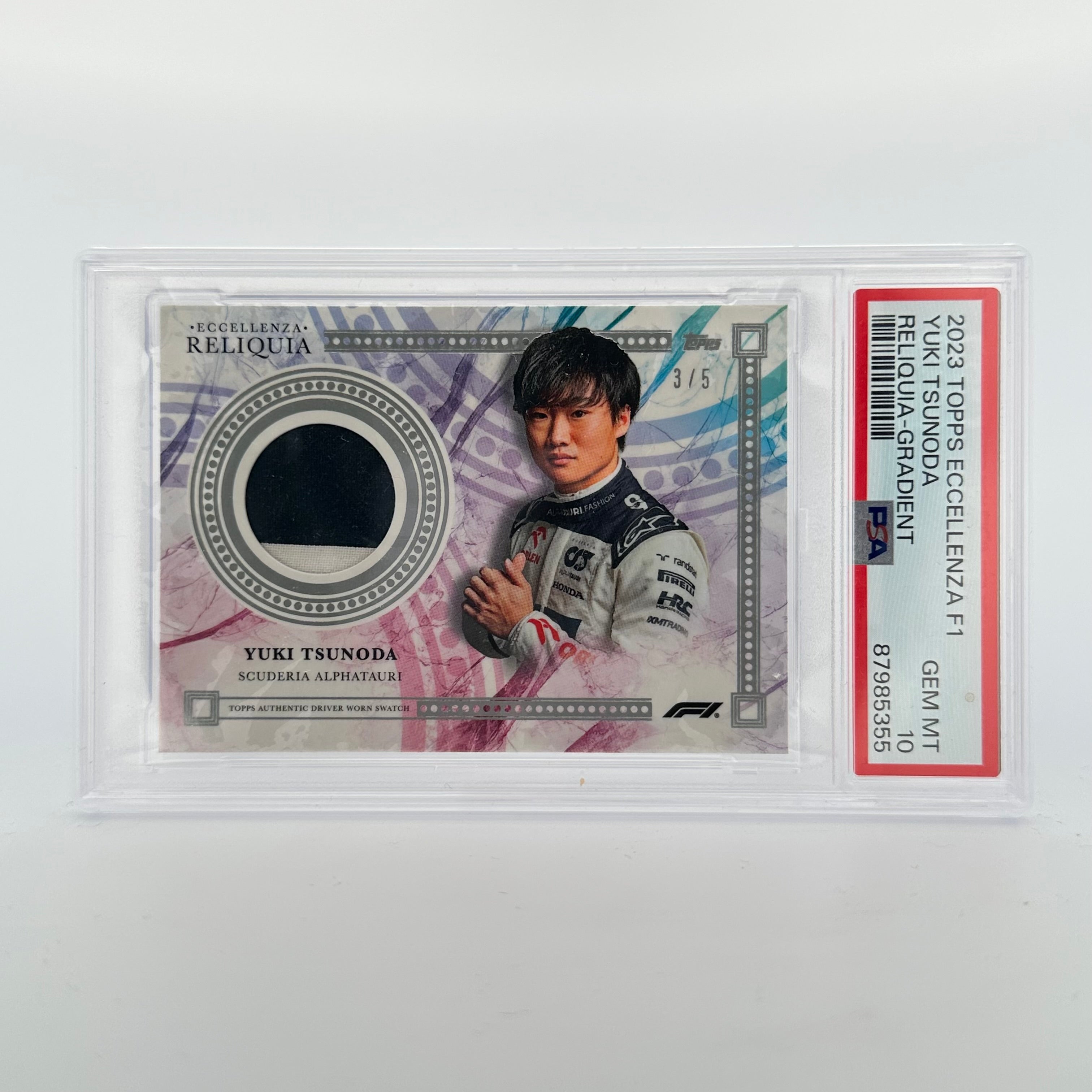 1/1 Gold + Complete Rainbow Yuki Tsunoda 2023 Eccellenza Reliquia (PSA9/10) - Rare Collectible Trading Card for Sports Memorabilia & F1 Racing Fans