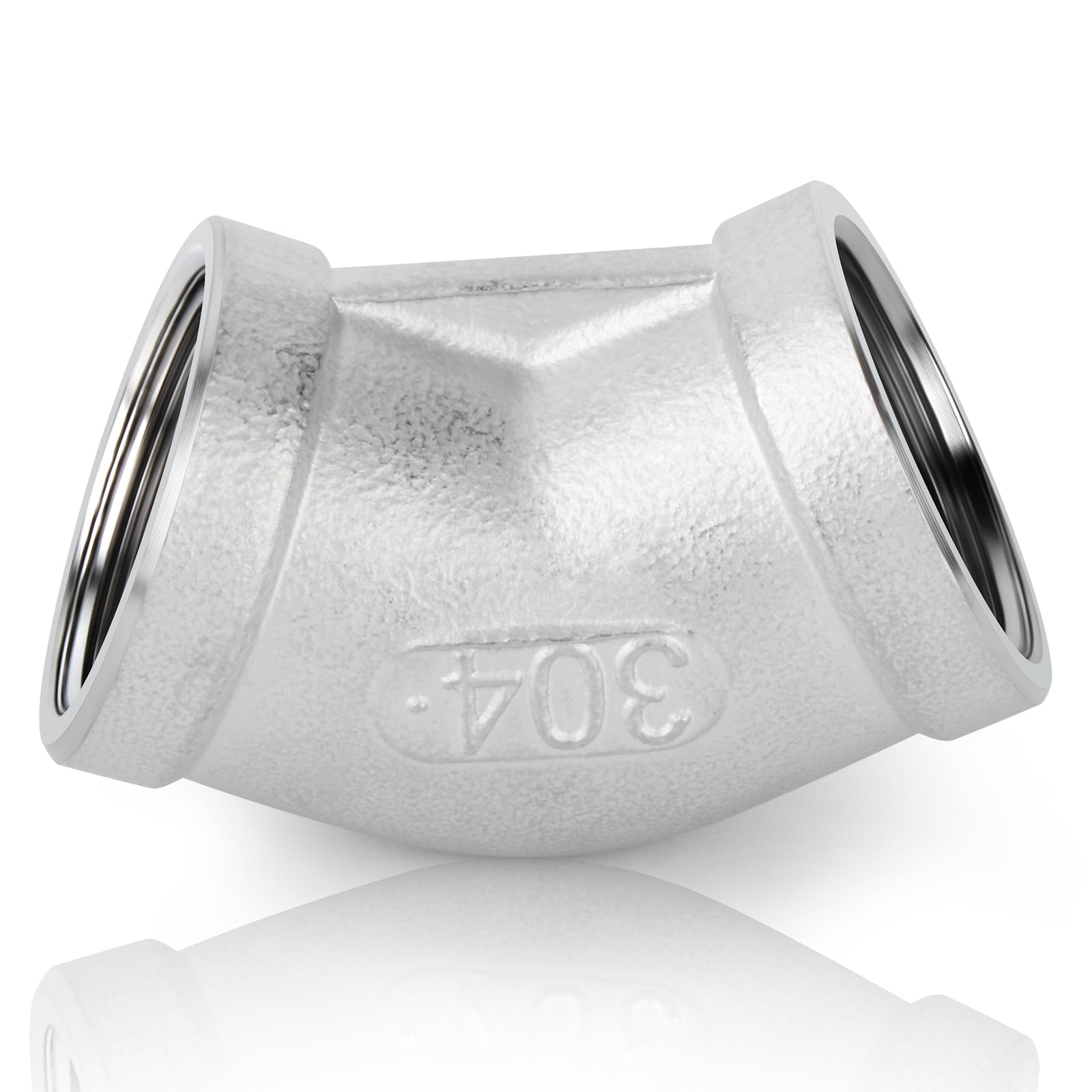TAISHER 2PCS 304 Stainless Steel 45 Degree Elbow, 1 Inch NPT Female to Female Pipe Fitting - Corrosion Resistant for Plumbing, HVAC, and Industrial Applications