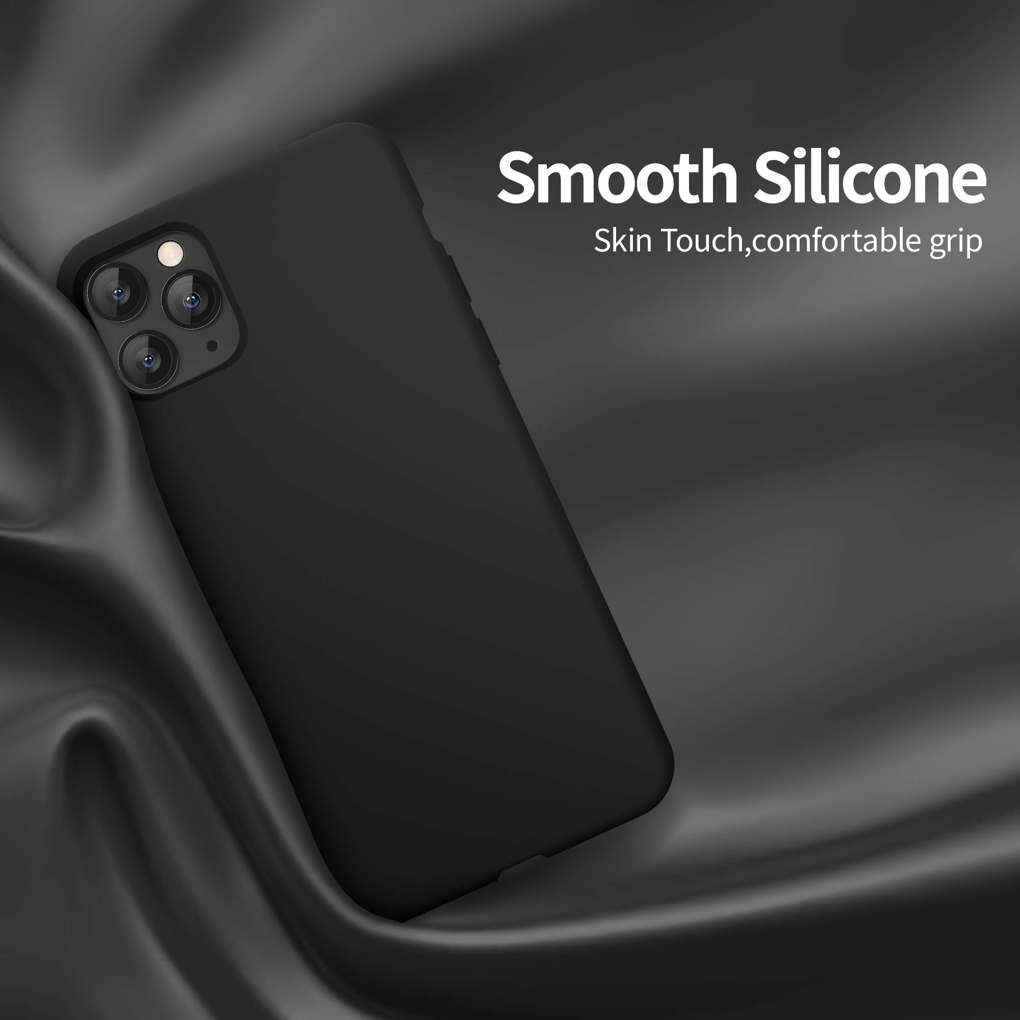 AOTESIER iPhone 11 Pro Max Case - Premium Silicone Cover with Military Drop Protection & Anti-Scratch Microfiber Lining | Slim Shockproof Phone Case for iPhone 11 Pro Max (6.5 inch, Black) | Perfect for Outdoor Activities, Travel & Daily Protection