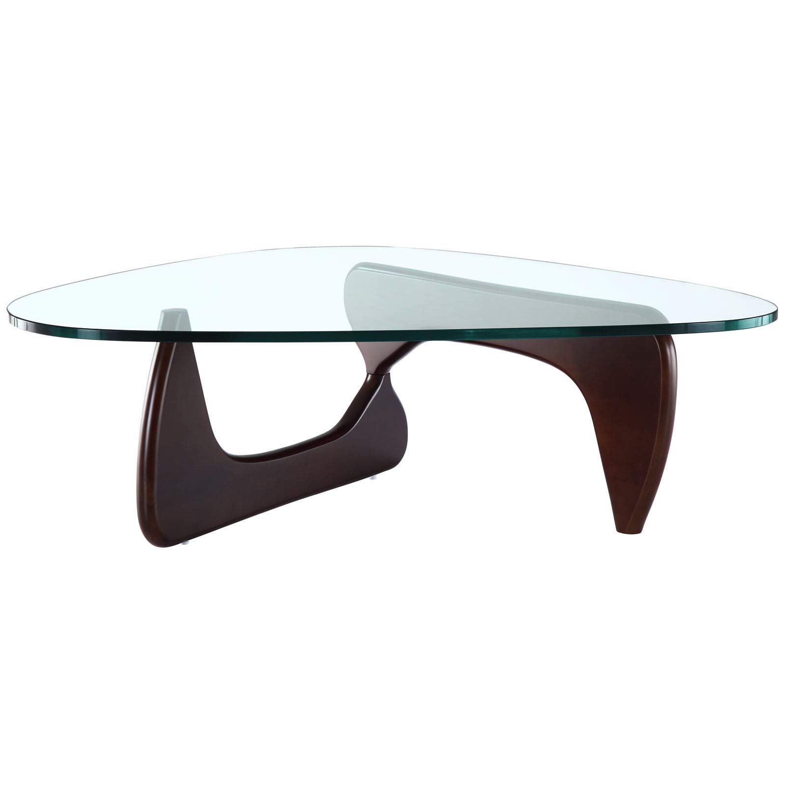 Premium Dark Walnut Triangle Coffee Table with Glass Top - Perfect for Modern Living Rooms and Compact Spaces