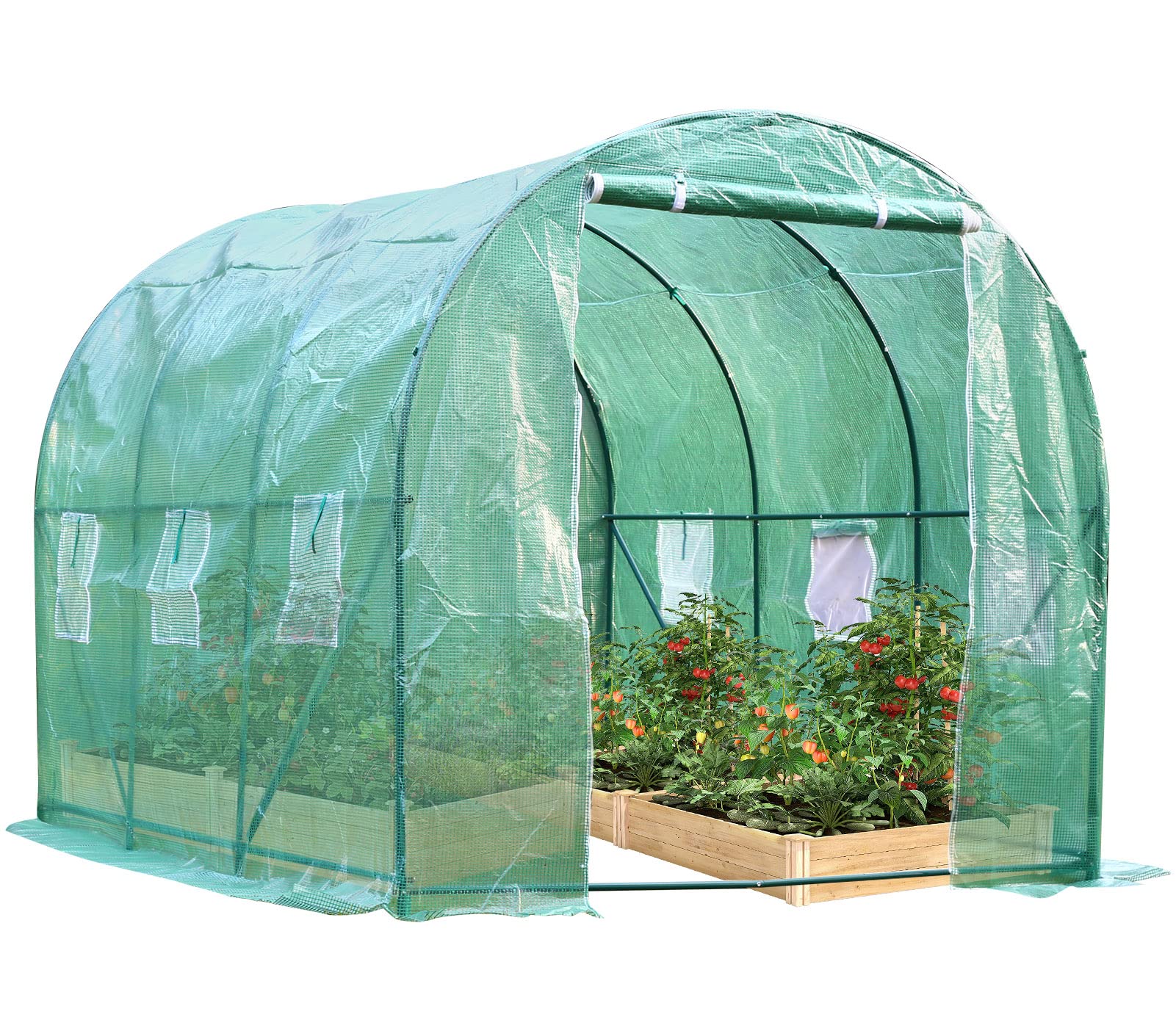 15'x7'x7' Walk-in Greenhouse Kit - Heavy Duty Steel Frame Portable Greenhouse with PE Cover for Gardening, Plants & Vegetables | Outdoor Winter Protection for Patio, Garden & Farm Use