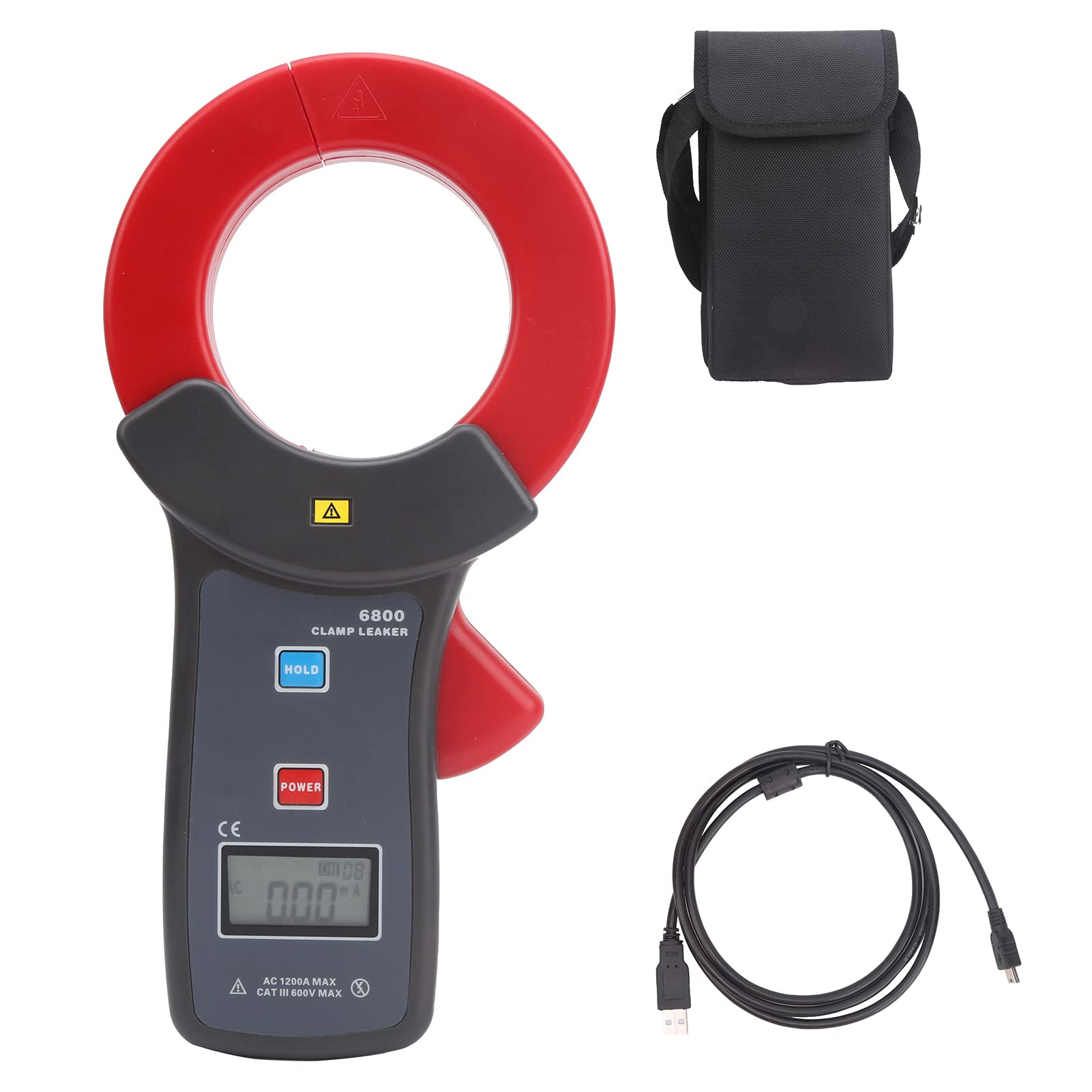 ETCR6800 Digital Leakage Clamp Meter - 68mm Jaw USB Current Tester Ammeter for Electrical Safety Testing | Ideal for HVAC, Industrial Maintenance & Home Electrical Inspections