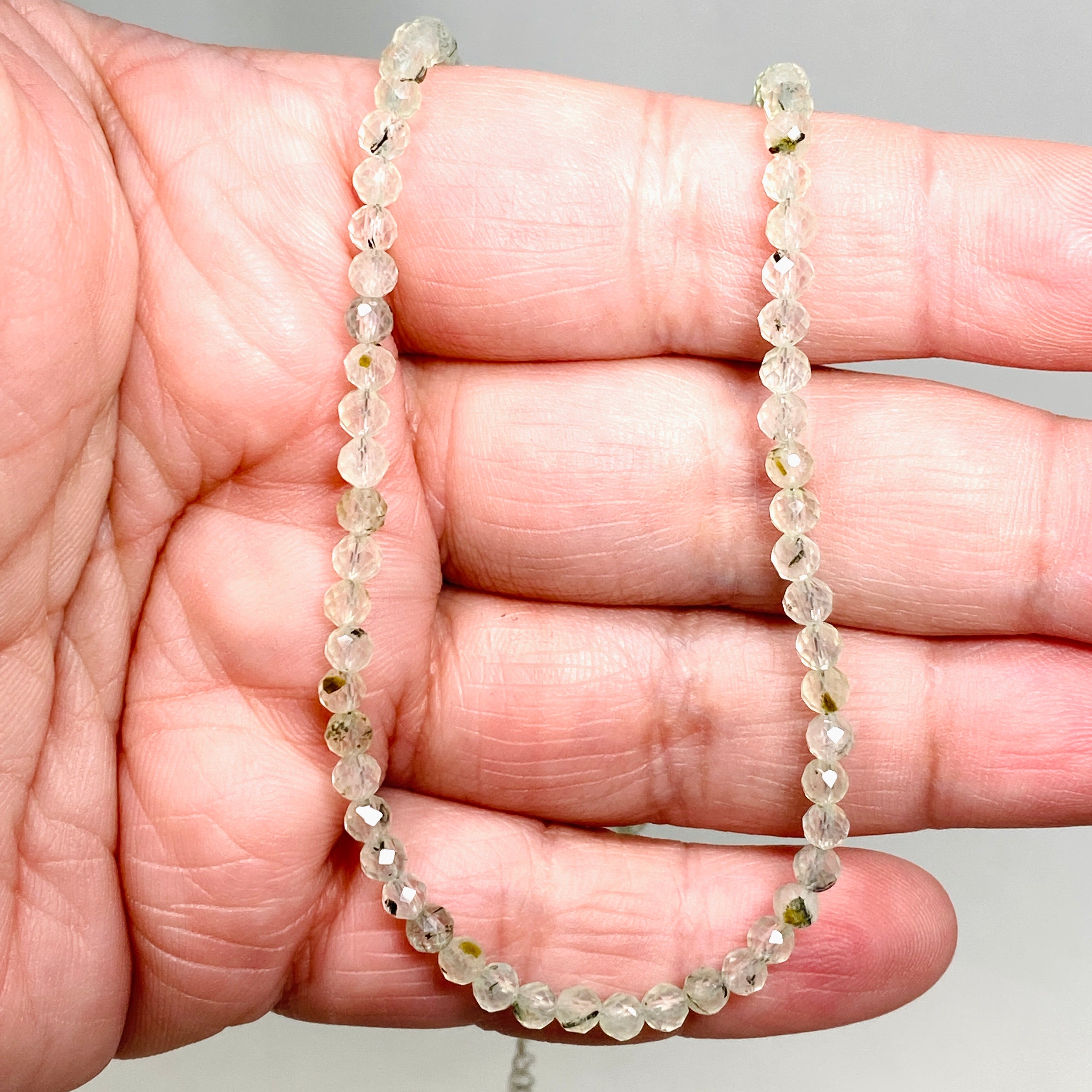 3.5mm Prehnite Micro Bead Necklace - Elegant Gemstone Jewelry for Women, Perfect for Everyday Wear, Office & Special Occasions