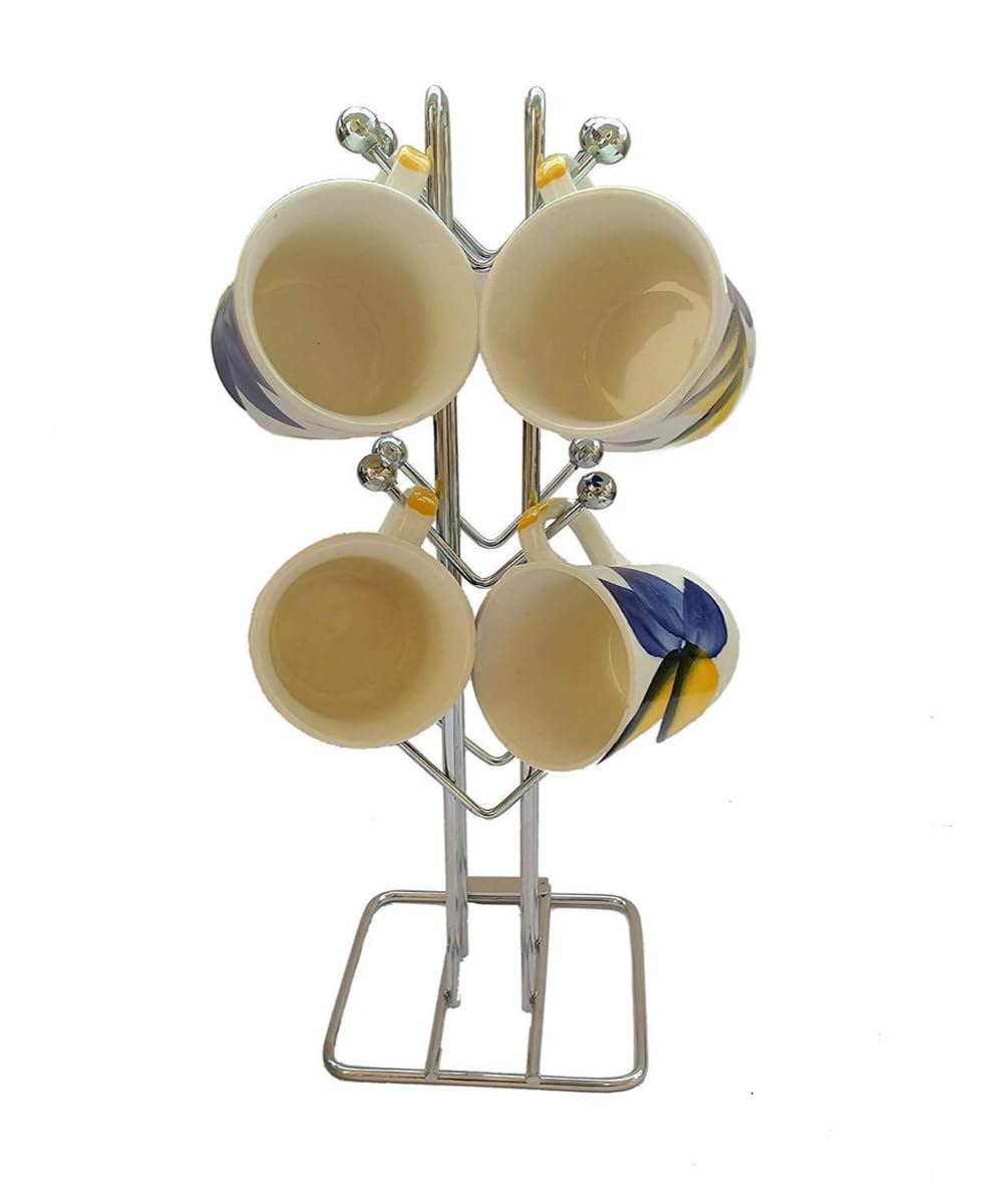NH10 DESIGNS Stainless Steel Cup Stand Holder for Kitchen, Coffee & Tea Mugs - 12 Cup Organizer for Dining Table, Countertop, Office Desk - Perfect for Home, Restaurant, and Cafe Use