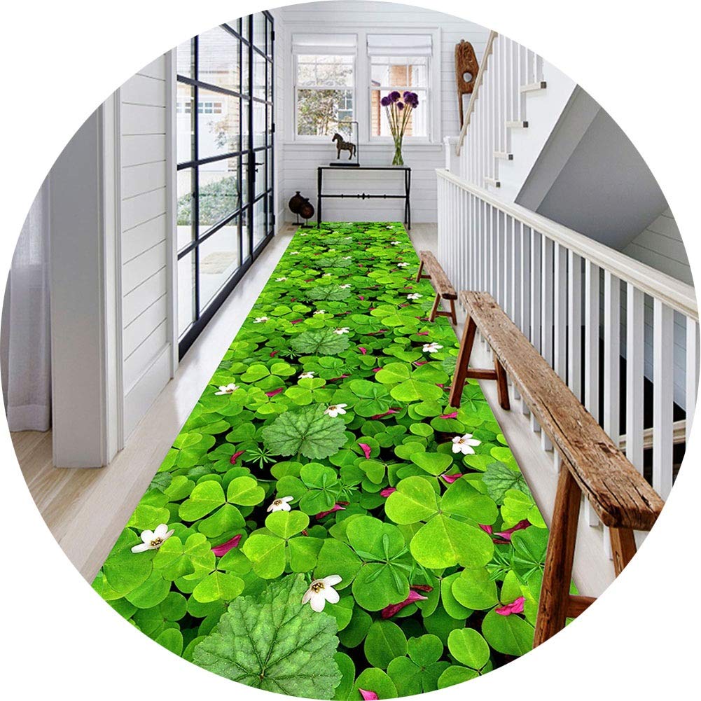 GXBCS Modern 3D Lotus Leaf Pattern Runner Rug - Non-Slip Hallway Carpet, Corridor & Entrance Mat, 5mm Thick Custom Size - Perfect for Home, Office & High Traffic Areas