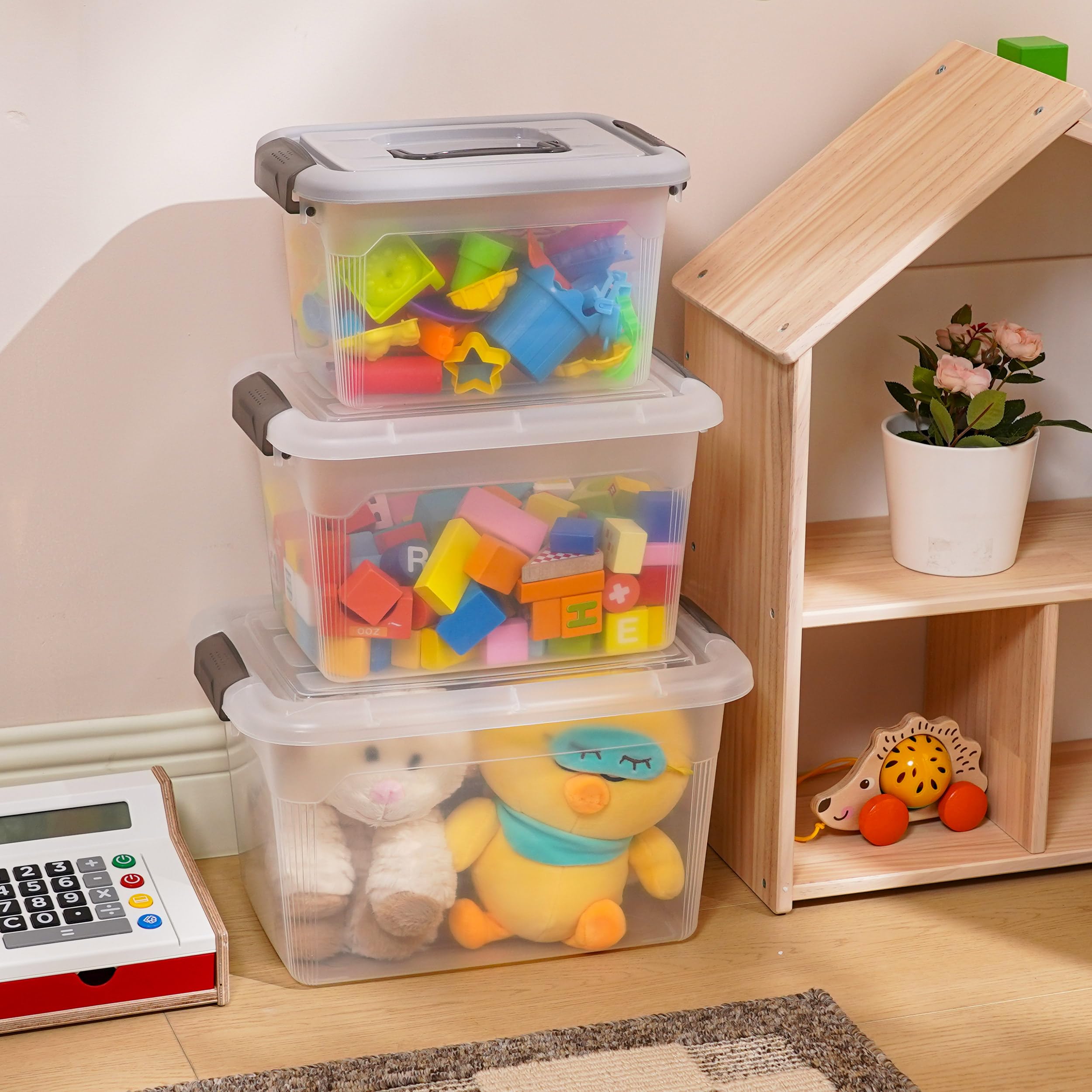 Citylife 6-Pack 6 QT Clear Plastic Storage Bins with Latching Lids - Stackable Organizing Containers for Garage, Closet, Kitchen | Perfect for Home Organization, Toy Storage & Seasonal Decor