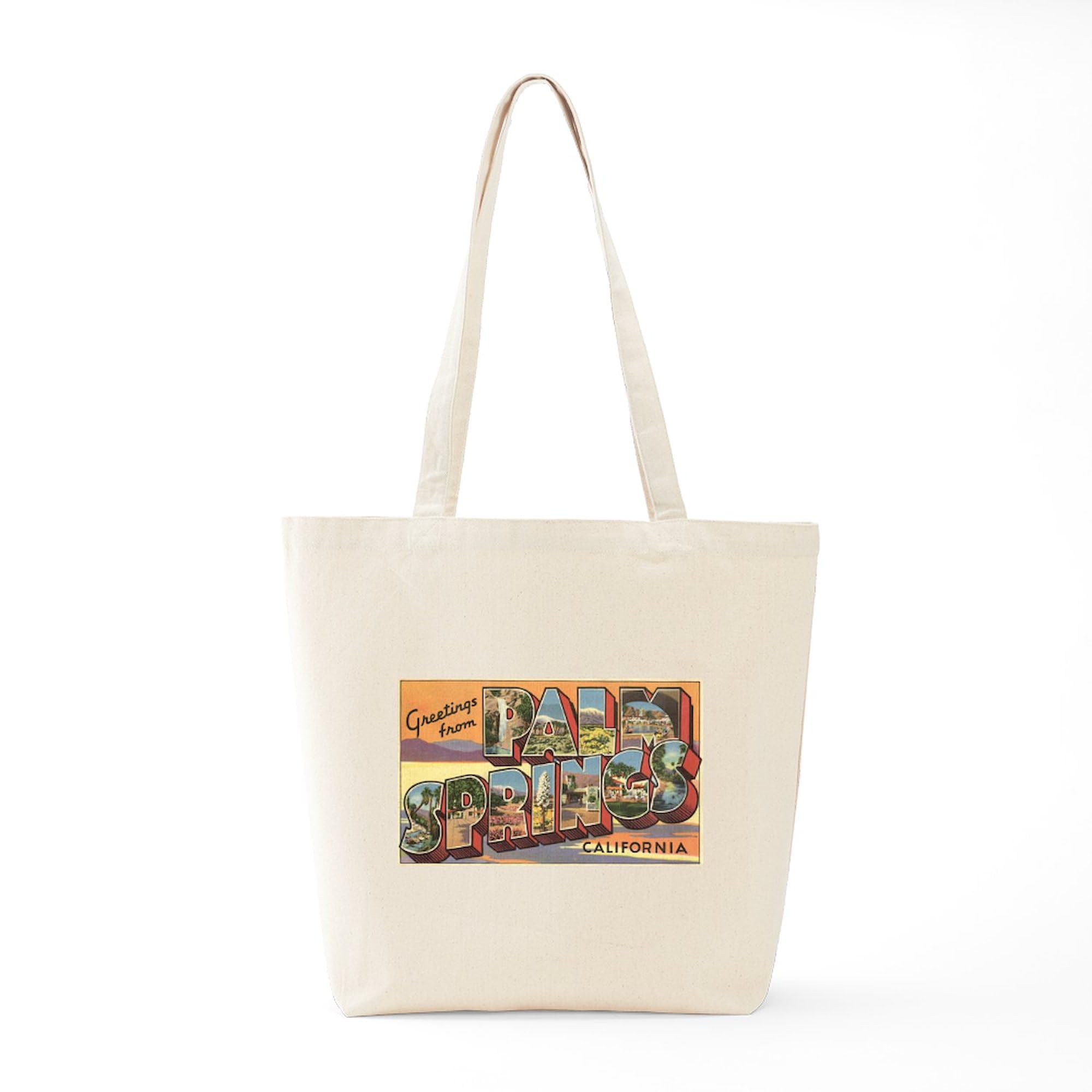 Greetings From Palm Springs Natural Canvas Tote Bag - Eco-Friendly Reusable Shopping Bag for Beach, Grocery & Travel | CafePress