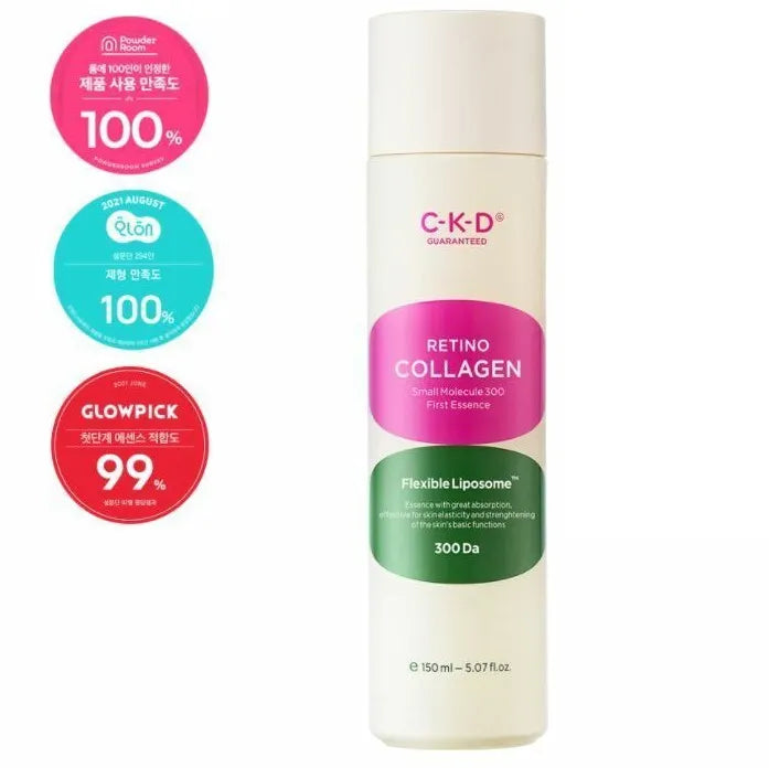 CKD Retino Collagen Small Molecule 300 First Essence 150ml - Anti-Aging Facial Serum for Wrinkles & Fine Lines - Perfect for Night Skincare Routine & Hydration Boost