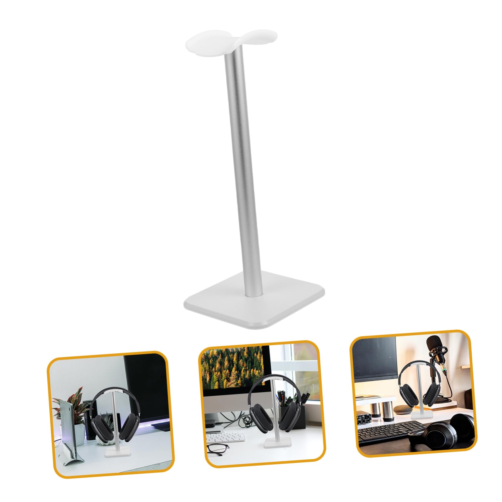 Universal Aluminum Alloy Headphone Stand with Weighted Base - Detachable Desk Hook Holder for Multiple Brands (White) - Perfect for Office, Gaming Setup & Headphone Storage