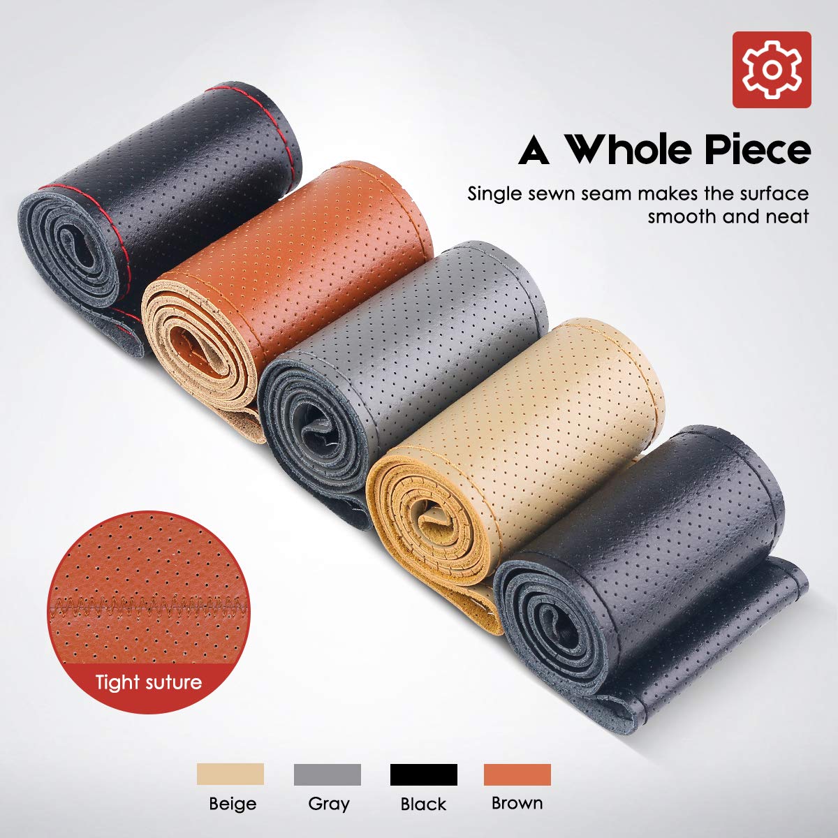 BELINOUS Universal Leather Car Steering Wheel Cover - Stitch On Wrap for Comfort & Grip (Size L4, Black) | Perfect for Daily Commute, Road Trips & Enhanced Driving Experience