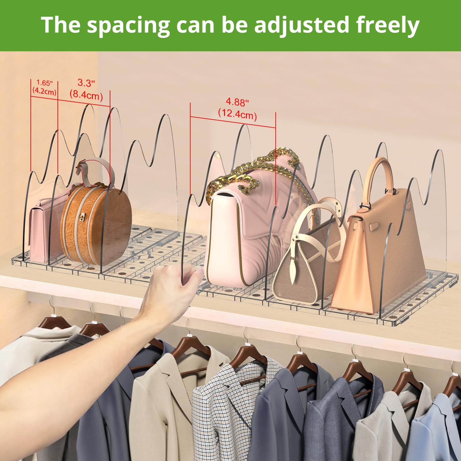 ANTOWIN 8-Piece Adjustable Purse Organizers for Closet - Handbag Storage & Shelf Dividers | Perfect for Closet Organization, Bag Display & Space Saving