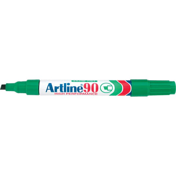 Artline 90 Permanent Marker 5mm Chisel Tip - Pack of 12 Green Ink Markers for Office, School, Art Projects & DIY Crafts