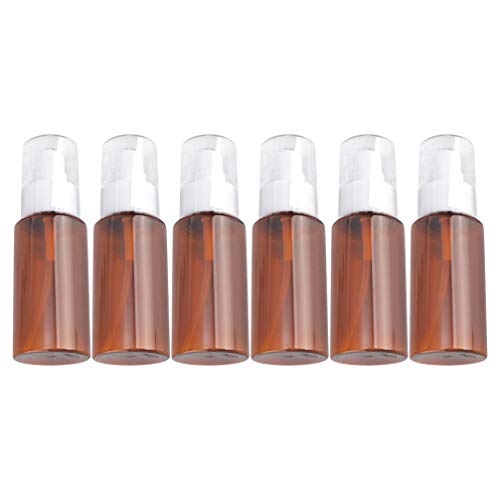 Lurrose 6-Pack 60ML Empty Pump Bottles - Refillable Travel-Size Lotion Dispenser for Shampoo, Essence & Cosmetics | Portable Containers for Home, Outdoor & Travel Use | Durable Brown Cosmetic Bottles