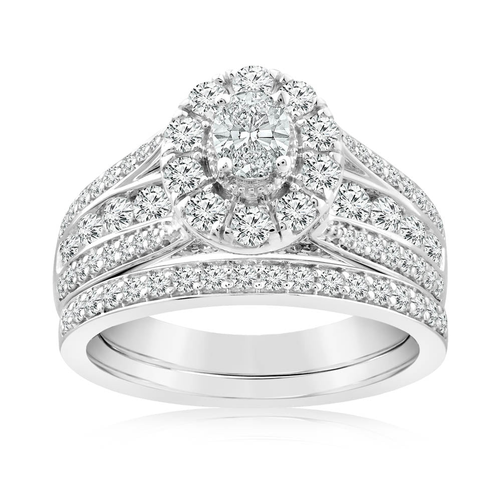 1.40 Carat Diamond Bridal Ring Set in 10K White Gold - Engagement & Wedding Jewelry for Her - Perfect for Proposals, Anniversaries and Special Occasions