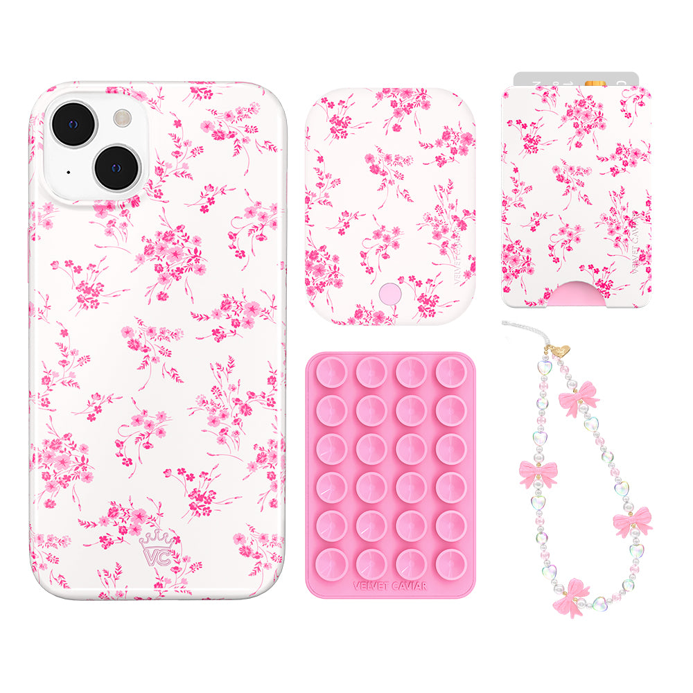 French Rose Floral iPhone Case with Wallet - Elegant Protective Cover for iPhone 13/14/15 Pro Max - Perfect for Women, Gift Ideas, Daily Use & Travel Accessories