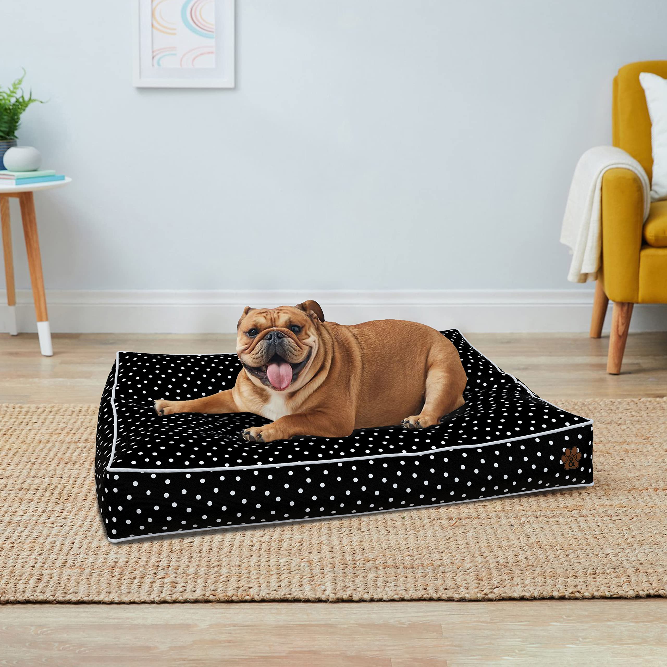 Premium Orthopedic Dog Bed for Large, Medium & Small Dogs - Soft Plush Pet Mattress with Removable Washable Cover, Waterproof & Non-Slip Bottom - Perfect for Crates, Floors & Home Use (Grey Paw Print, Small Size)