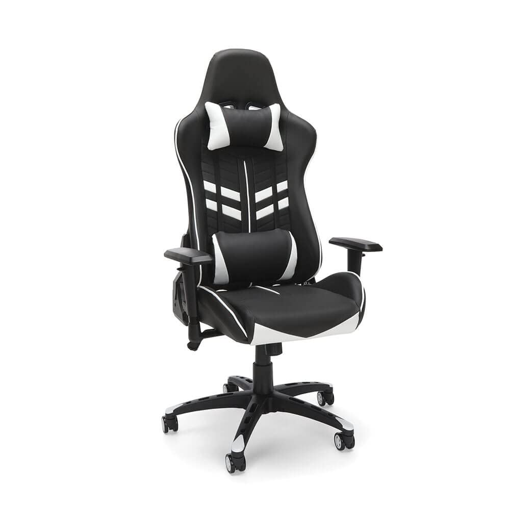 OFM Essentials Racing Style Gaming Chair - Ergonomic Office Chair with Adjustable Height & Lumbar Support - White Gaming Chair for PC, Console & Home Office Setup