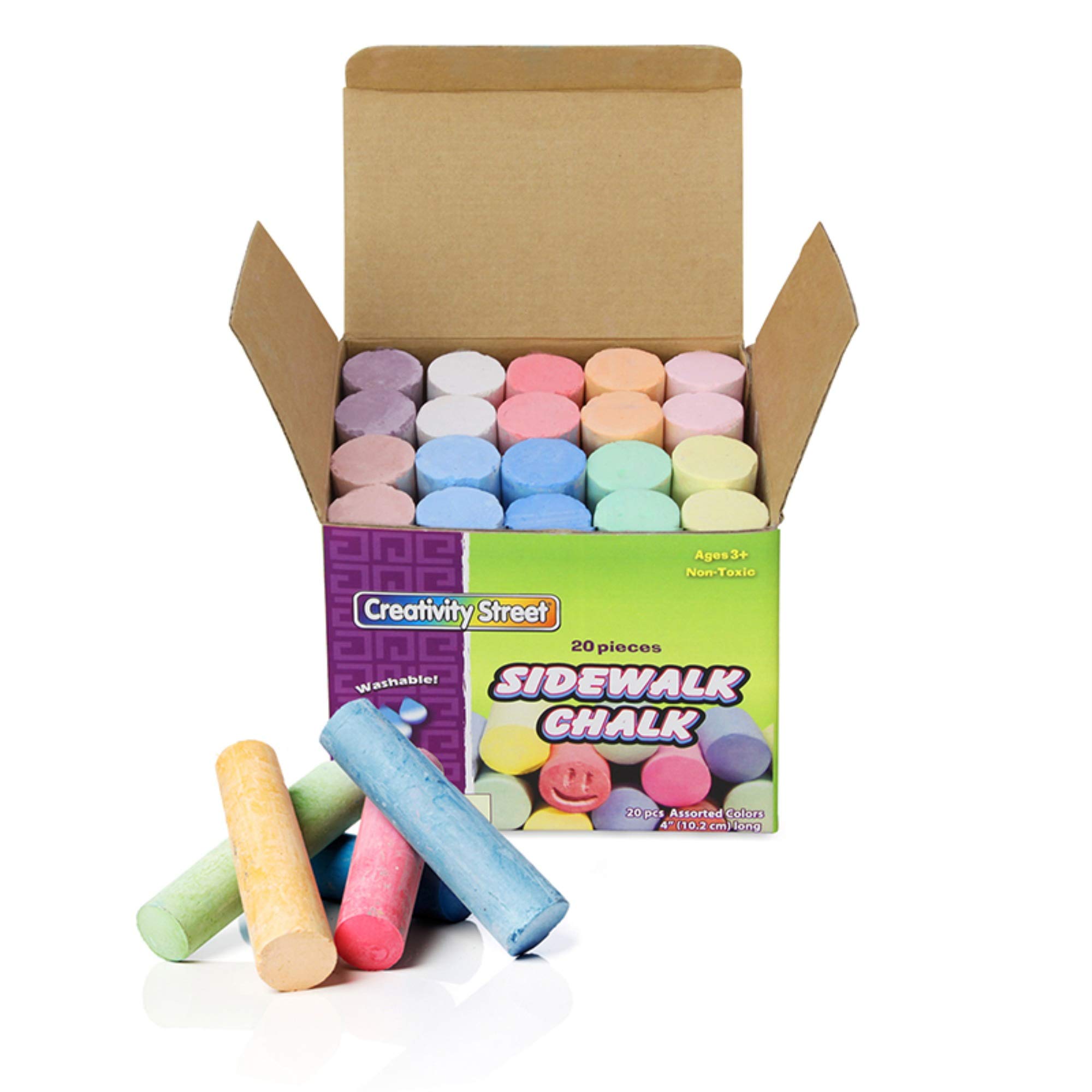 Pacon Corporation Sidewalk Chalk Set - 20 Vibrant Non-Toxic Pieces for Kids Outdoor Art & Crafts (CK-1700) | Perfect for Driveway Drawing, Hopscotch & Summer Activities